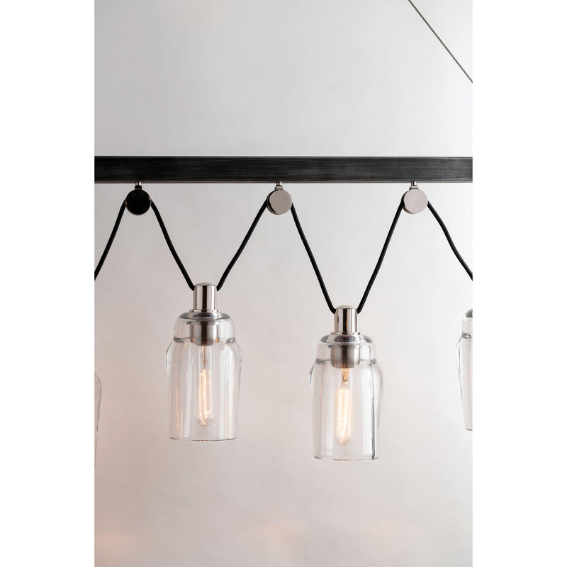 Citizen 6 Light Chandelier in Graphite And Polished Nickel