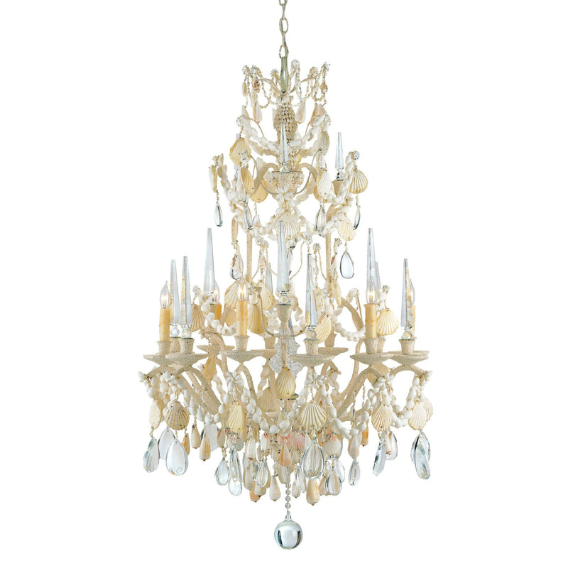 Buttermere Crystal & Shell Chandelier - Natural/Crushed Shell