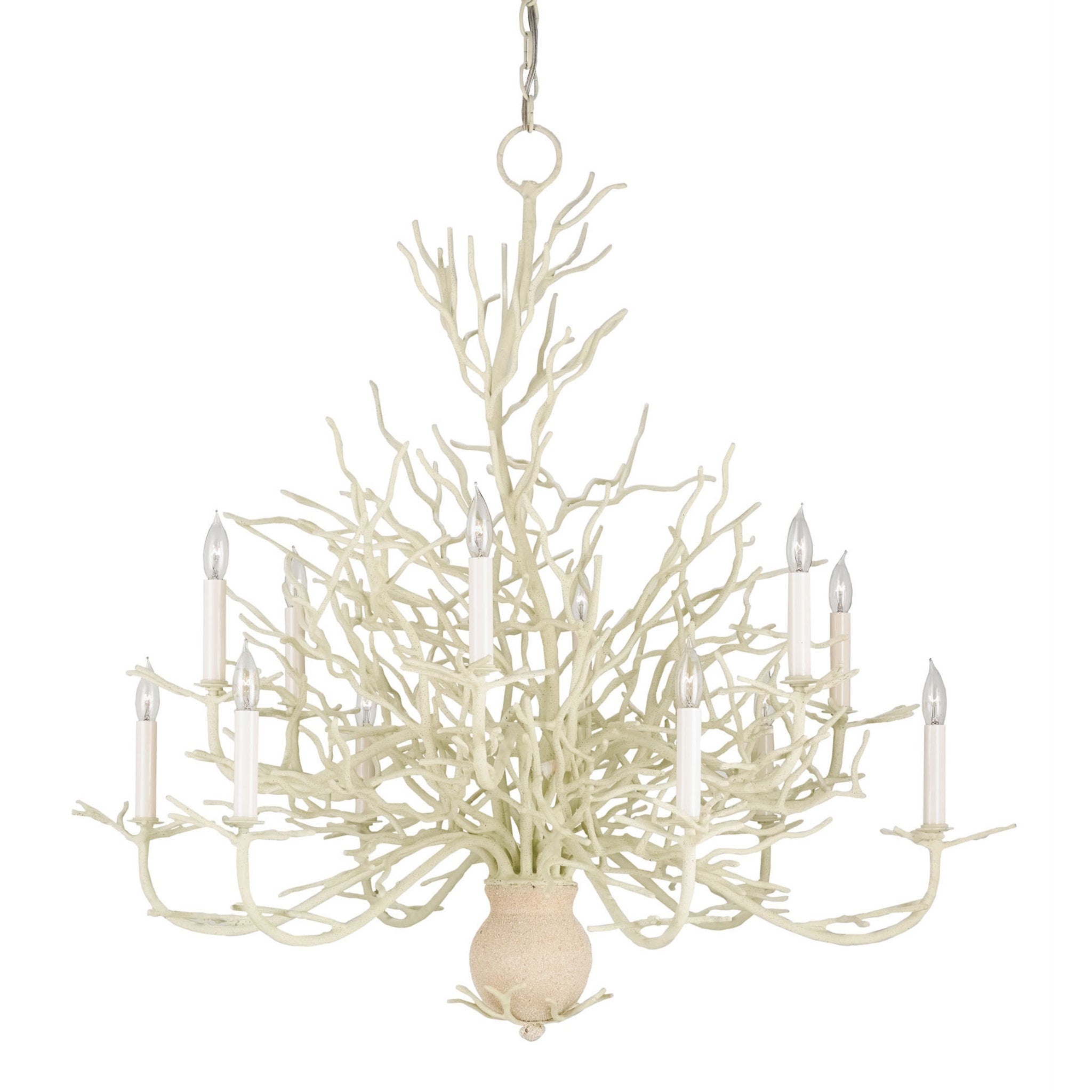 Seaward Large White Chandelier - White Coral/Natural Sand