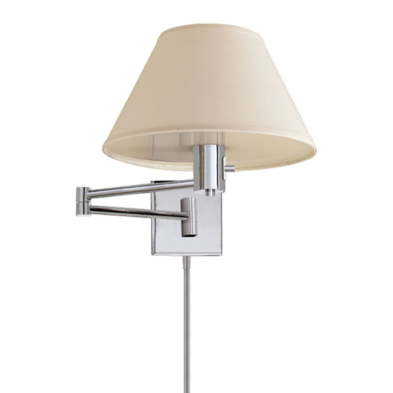 Studio VC Classic Swing Arm Wall Lamp in Polished Nickel with Linen Shade