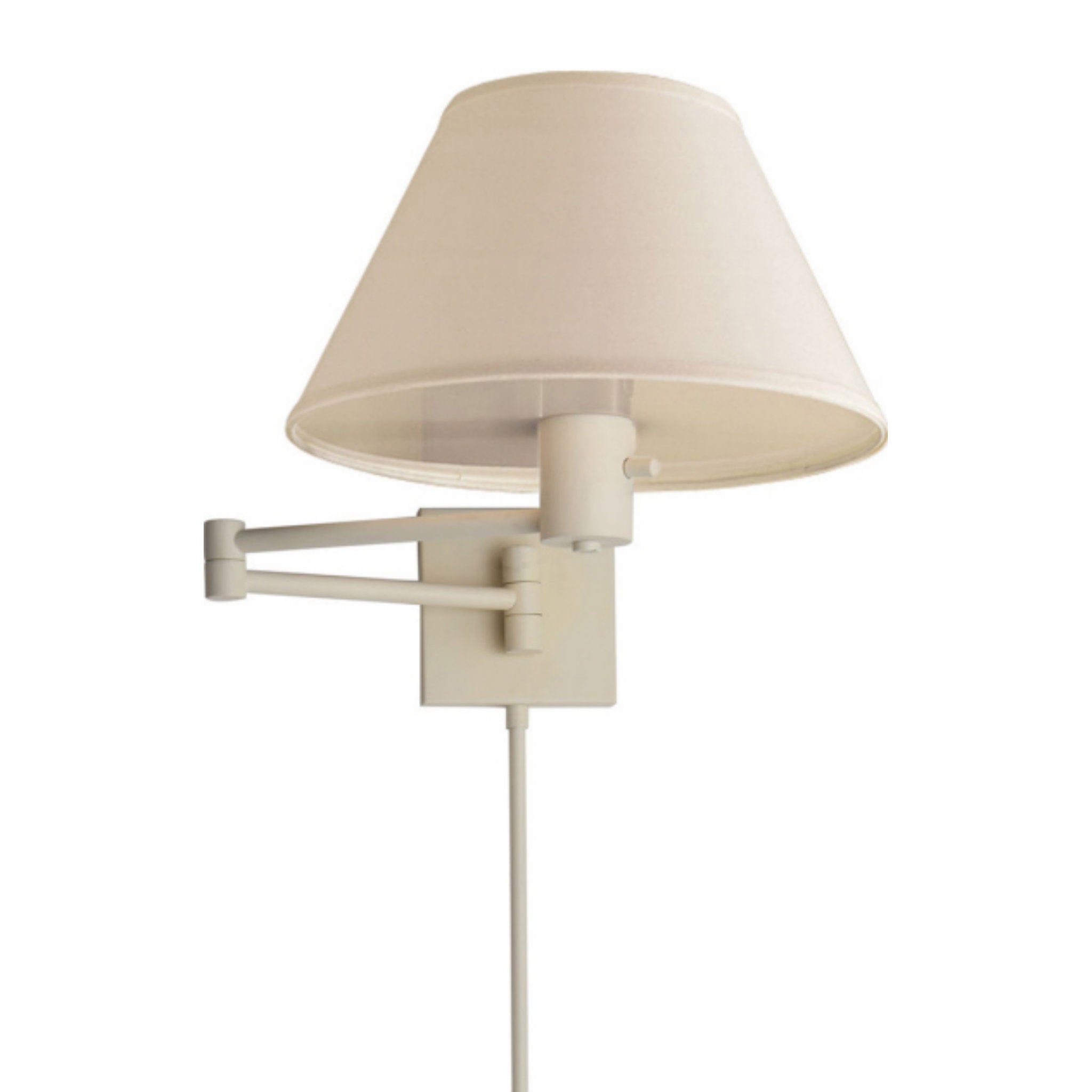 Visual Comfort Classic Swing Arm Wall Lamp in White with Linen Shade