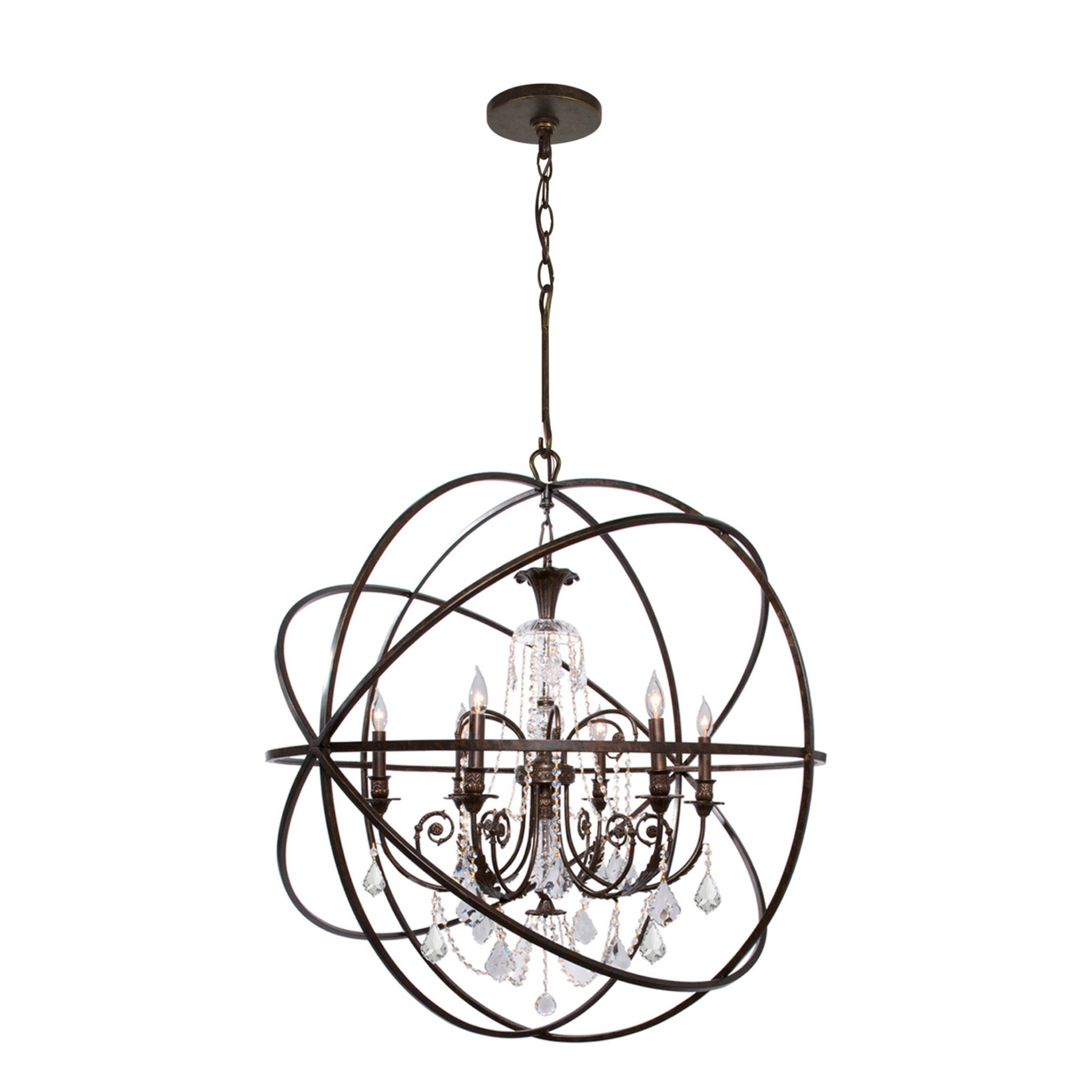 Crystorama 9219-EB-CL-SAQ Solaris 6 Light Spectra Crystal Bronze Sphere Chandelier
