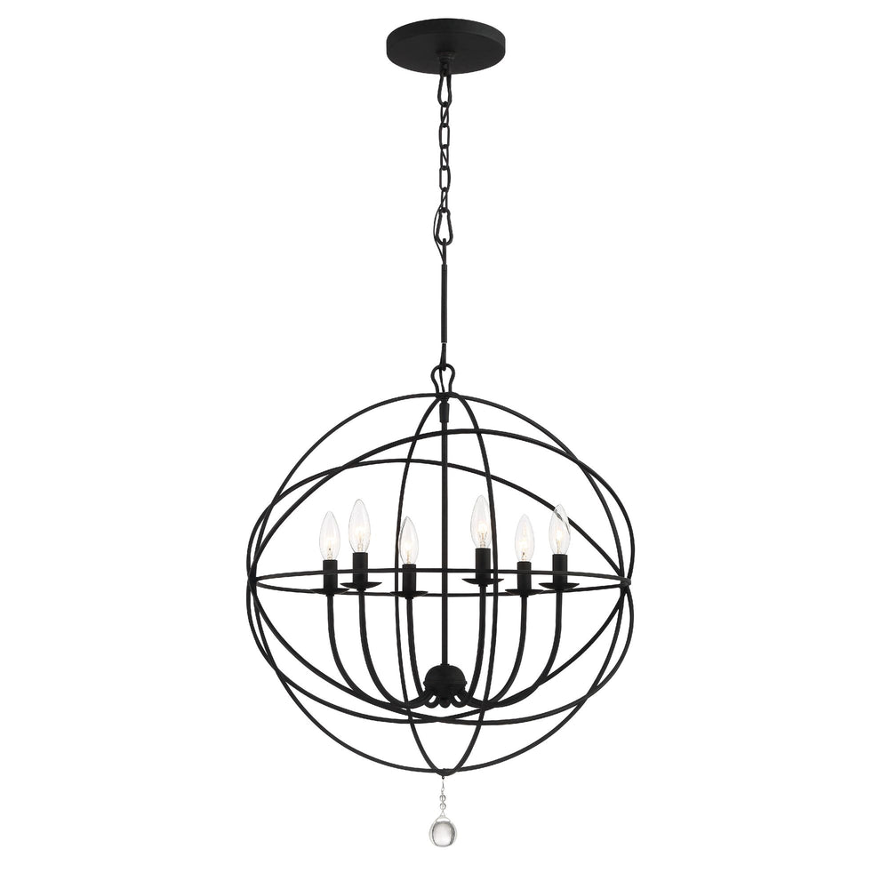 Solaris 6 Light Black Sphere Chandelier Clear Glass Drops 28.5"W x 35.