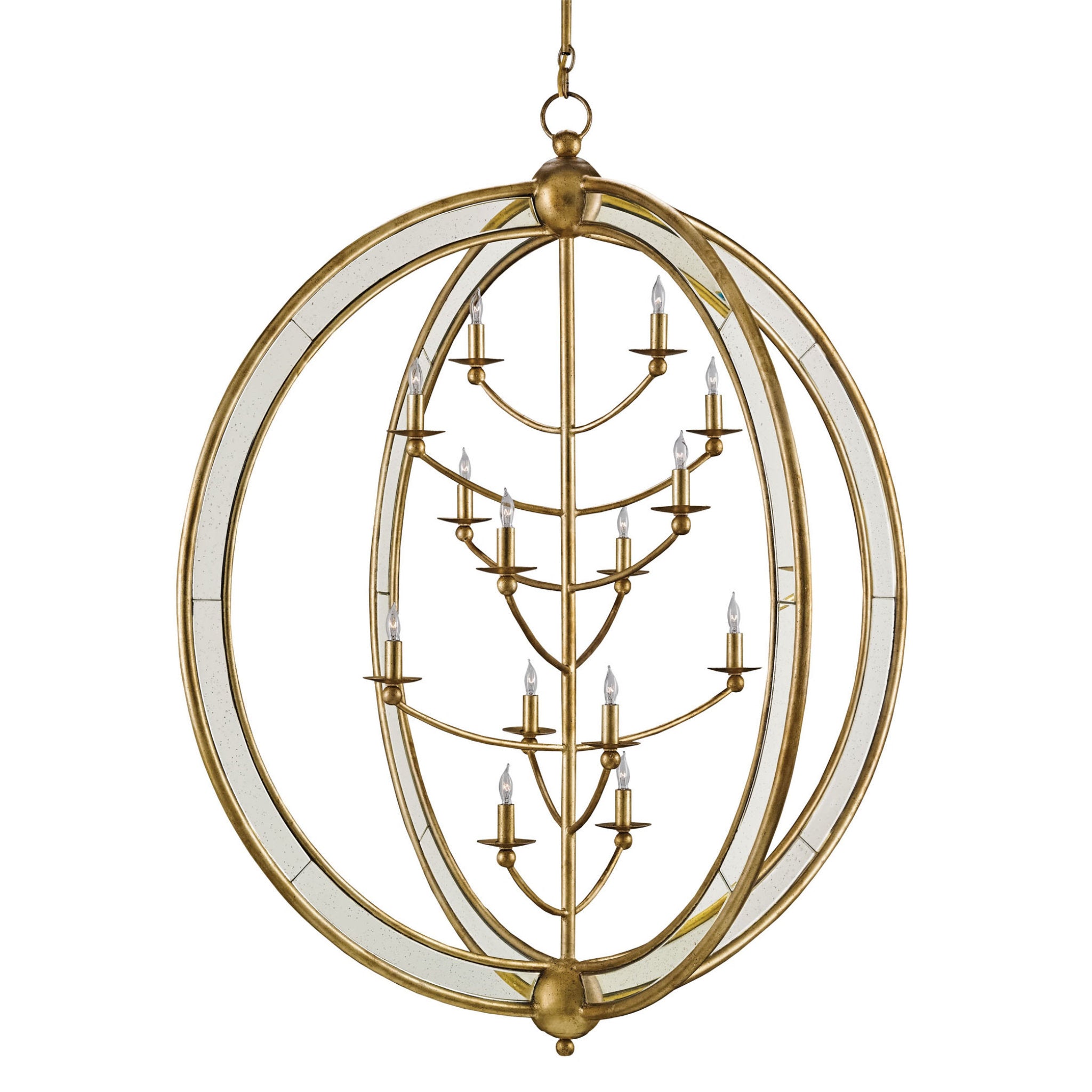 Aphrodite Gold Orb Chandelier - Gold Granello/Antique Mirror