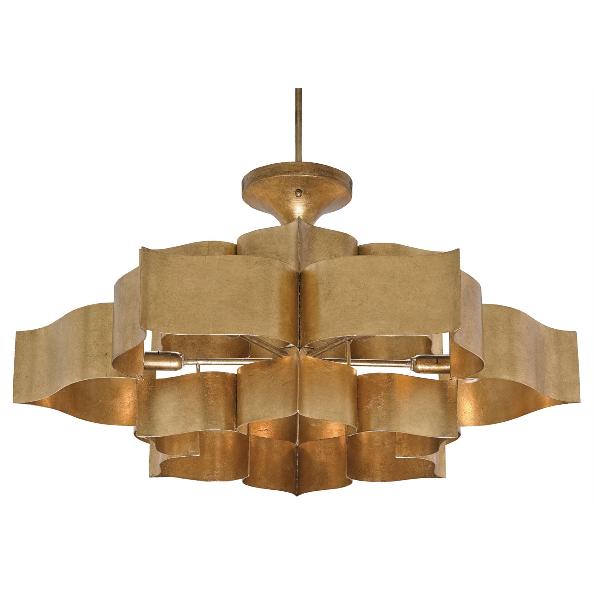 Grand Lotus Large Gold Chandelier - Antique Gold Leaf