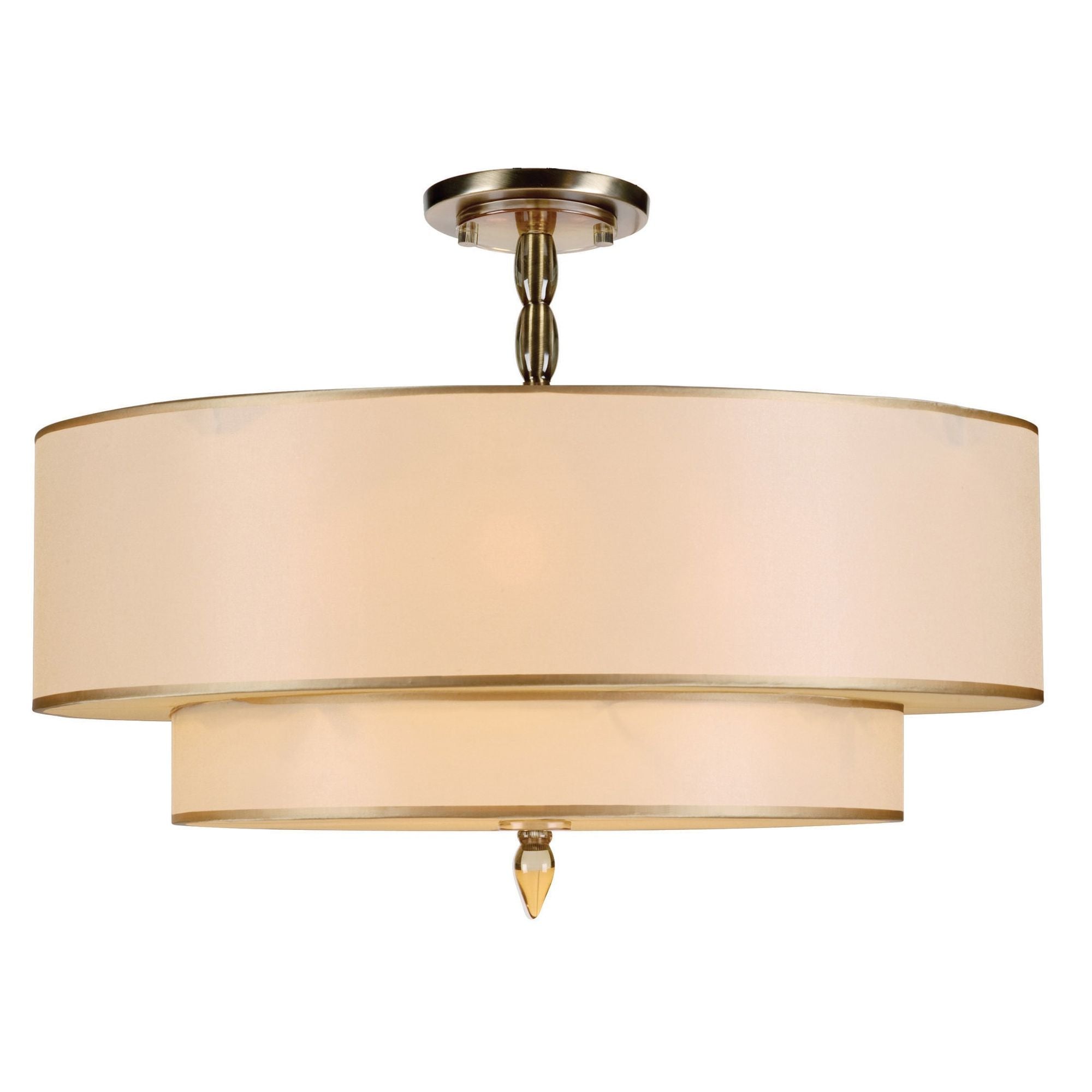 Luxo 5 Light Antique Brass Semi Flush Mount Silk Shade 26"W x 22"H x 26"D