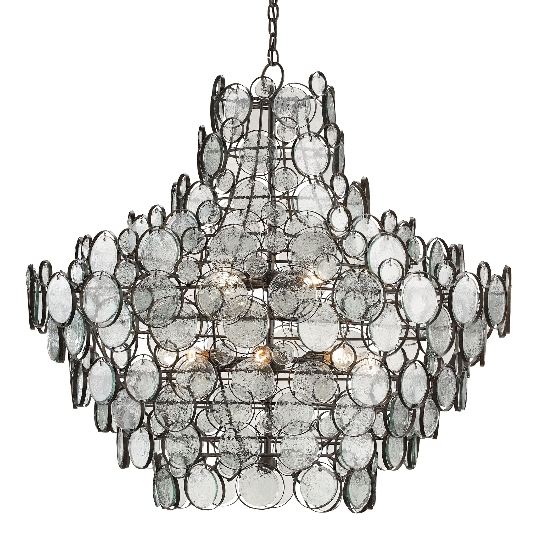 Galahad Large Recycled Glass Chandelier - Bronze