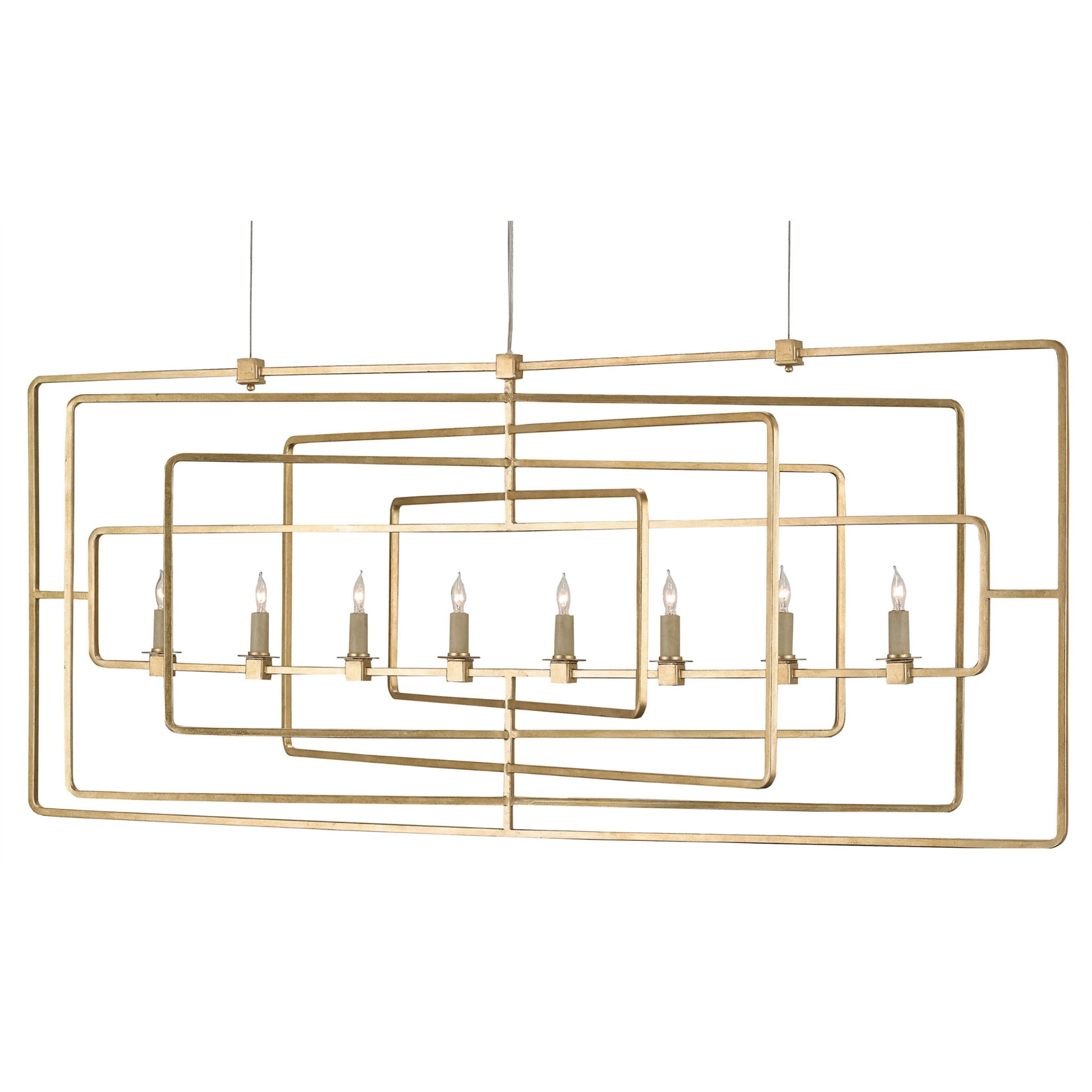 Metro Gold Rectangular Chandelier - Contemporary Gold Leaf