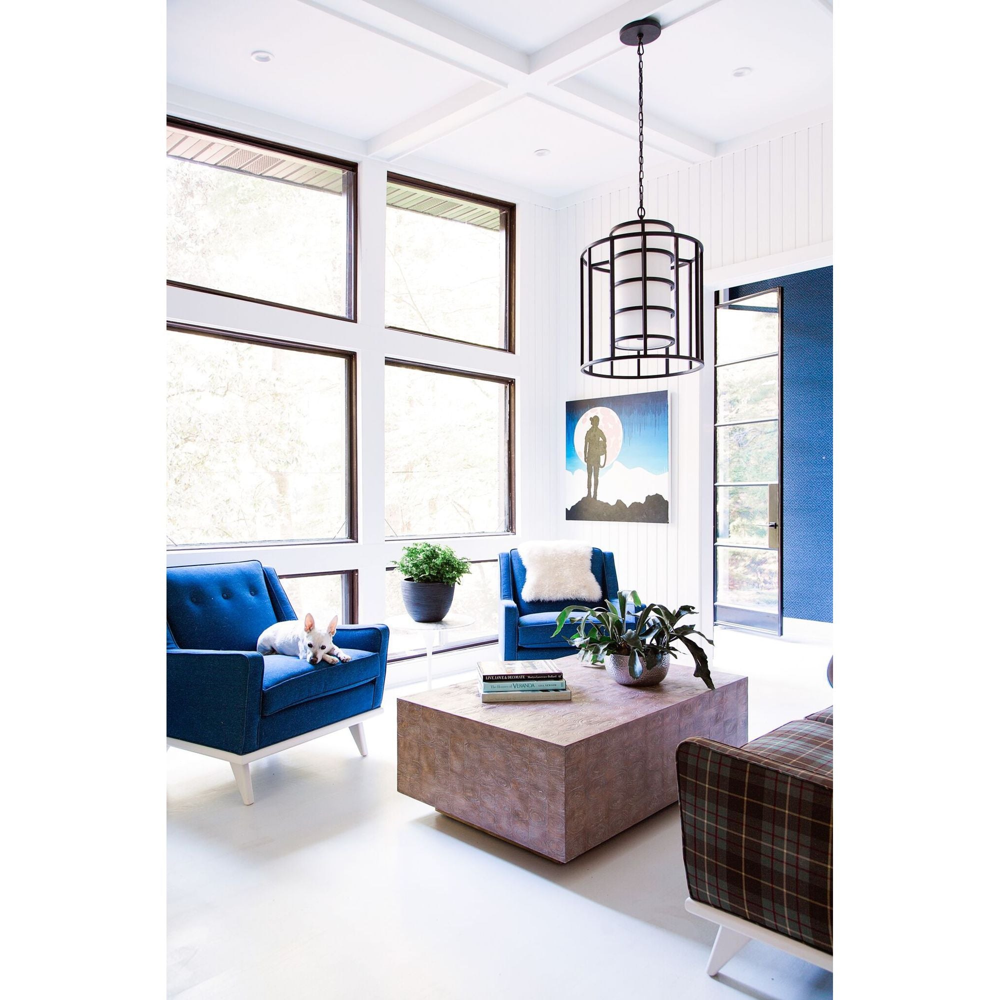 Brian Patrick Flynn Hulton 6 Light Matte Black Chandelier Silk Shade 21"W x 28"H x 21"D