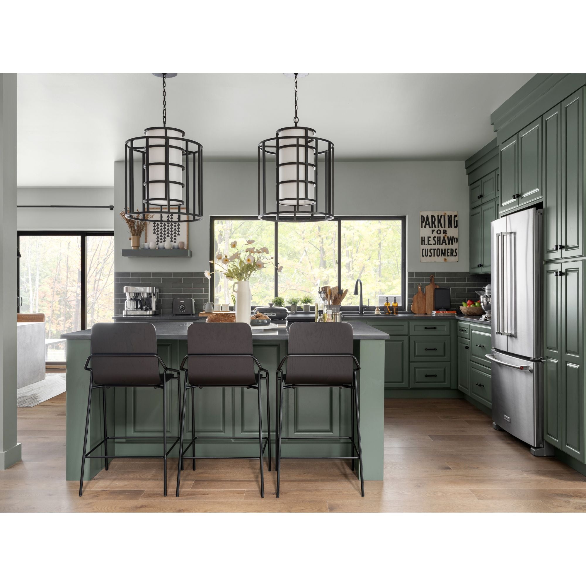 Brian Patrick Flynn Hulton 6 Light Matte Black Chandelier Silk Shade 21"W x 28"H x 21"D