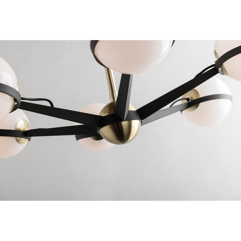 Ace 8 Light Chandelier in Carbide Blk With Polished Nickel Accents