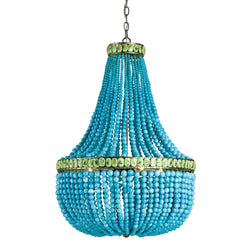 Hedy Turquoise Beaded Glass Chandelier - Pyrite Bronze/Turquoise/Jade