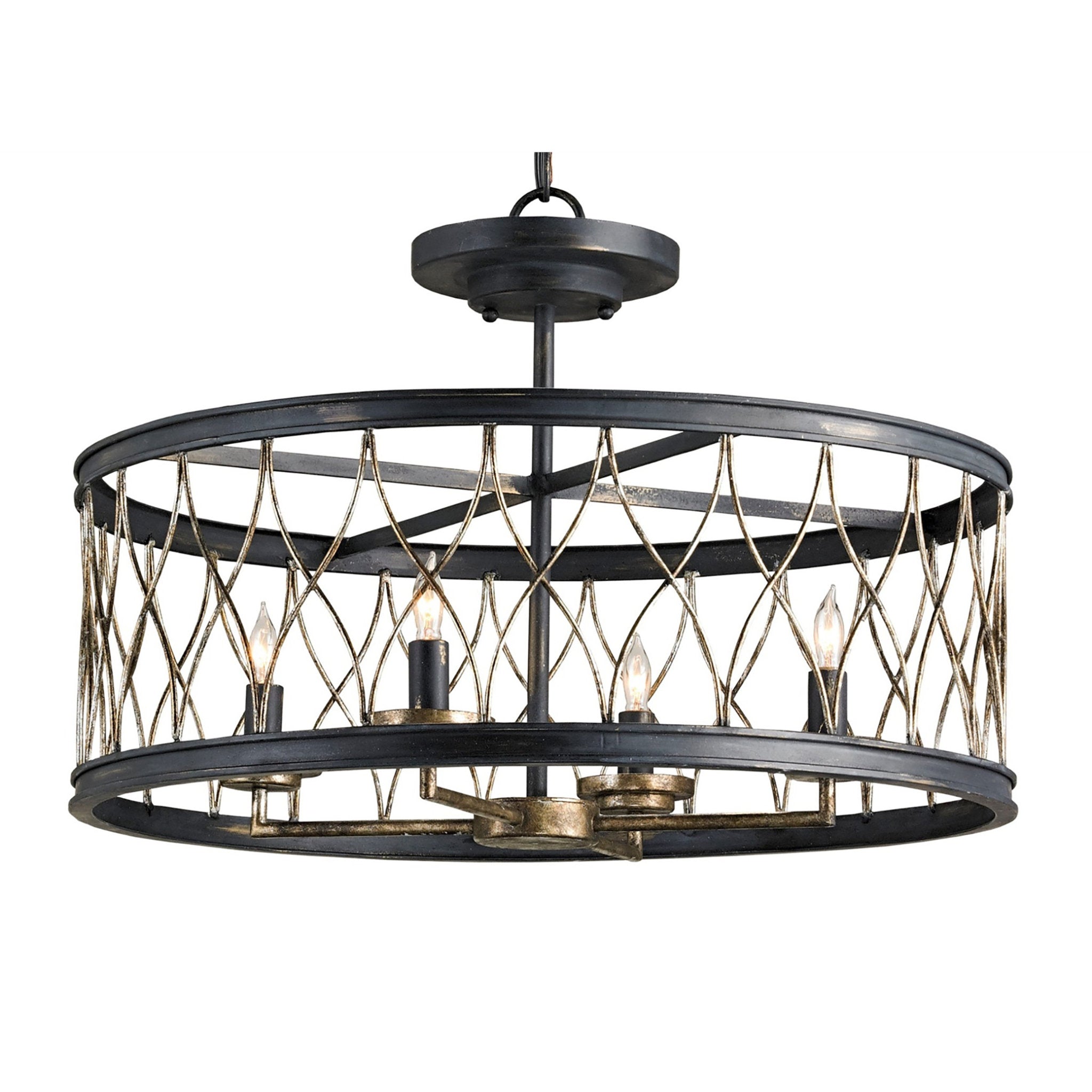 Crisscross Black Semi-Flush Mount - French Black/Pyrite Bronze