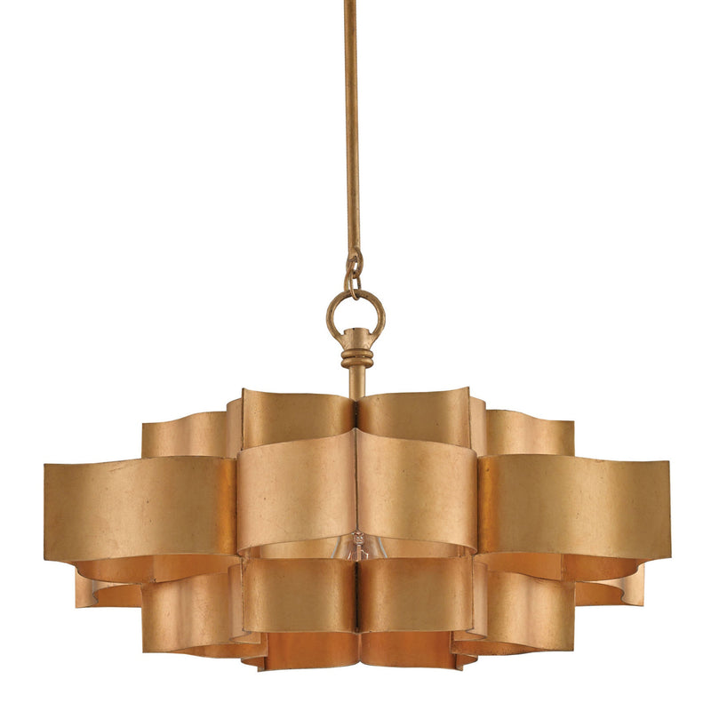 Grand Lotus Small Gold Chandelier - Antique Gold Leaf