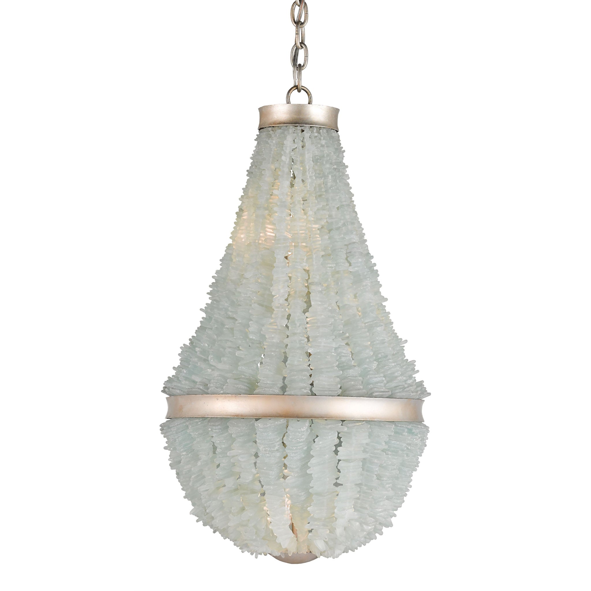 Platea Seaglass Chandelier - Contemporary Silver Leaf/Seaglass