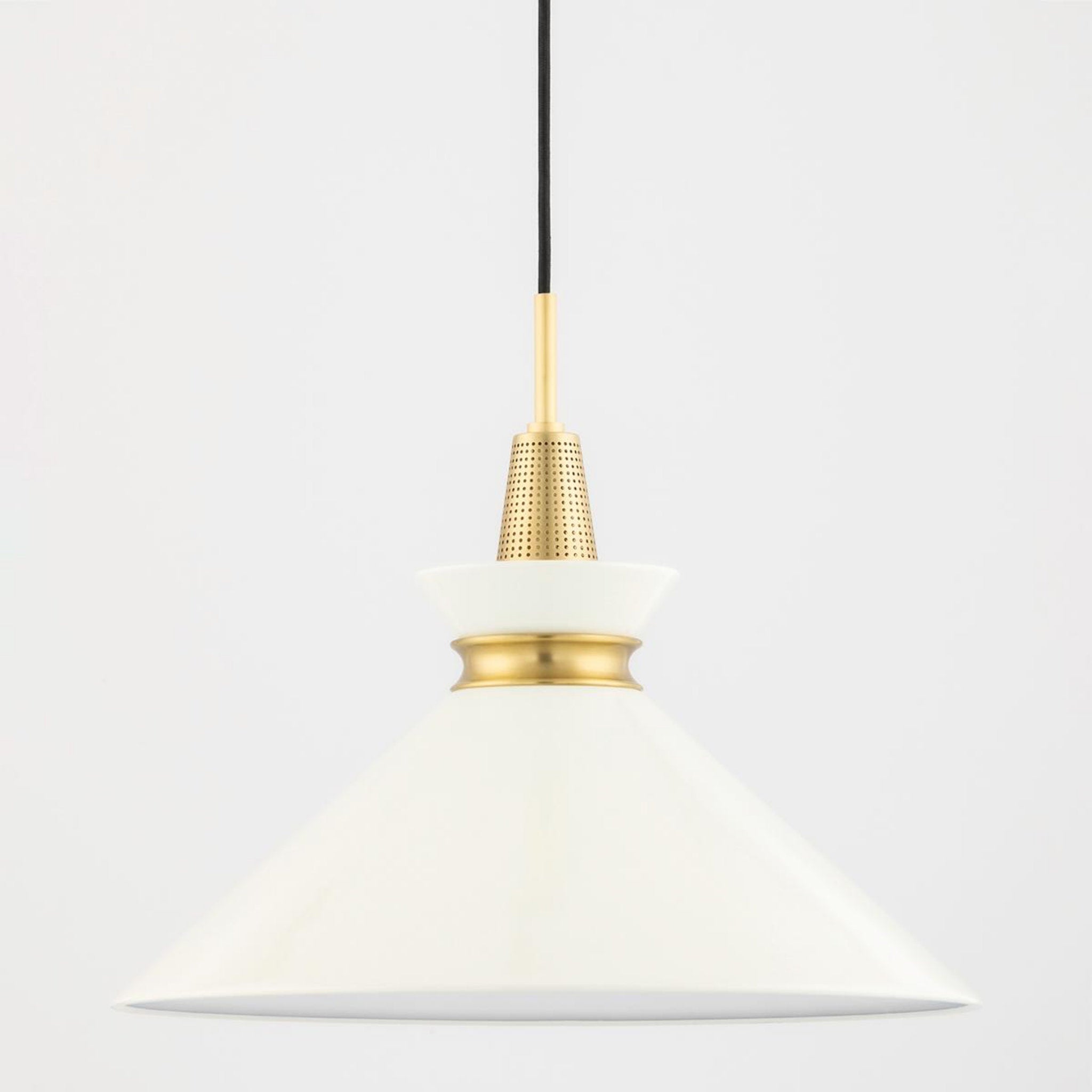 Kiki 1-Light Pendant in  Aged Brass/Cream 18L x 18W x 15.25H