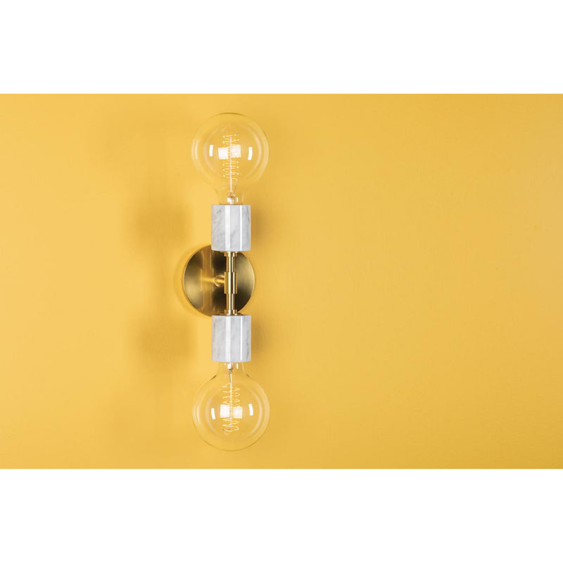 Asime 2 Light Wall Sconce in Polished Nickel