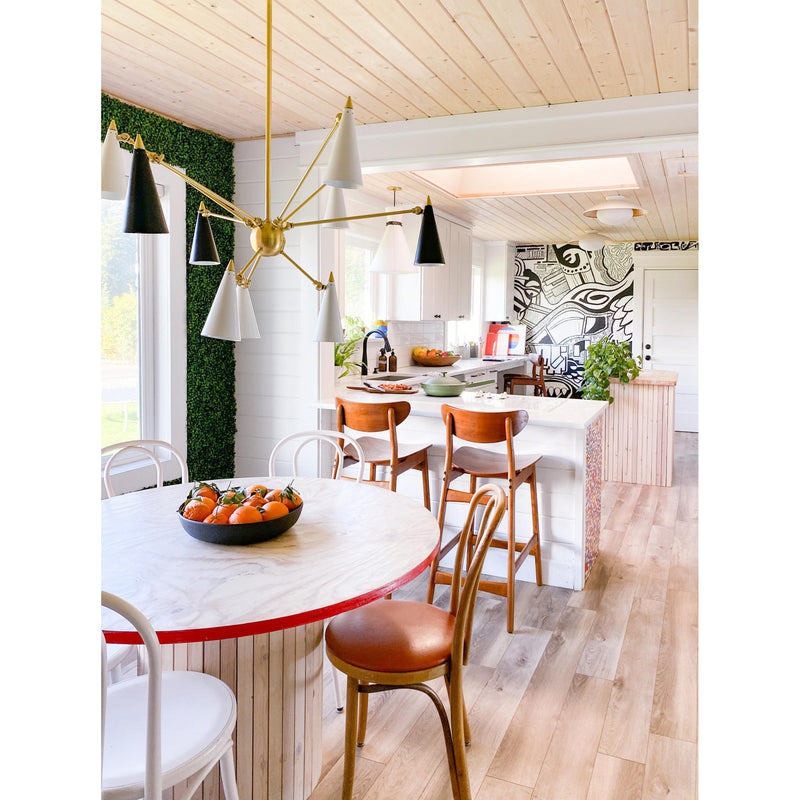 Cadence 1 Light Semi Flush in White Lustro/Gold Leaf Combo