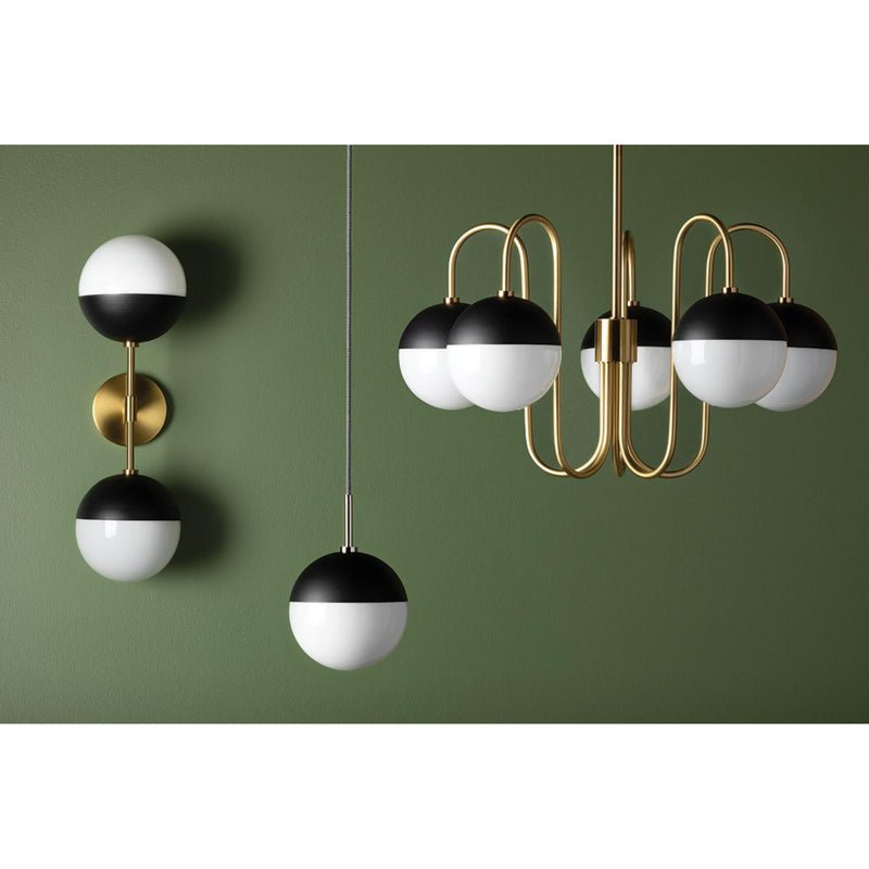 Renee 3 Light Semi Flush in Aged Brass/Black