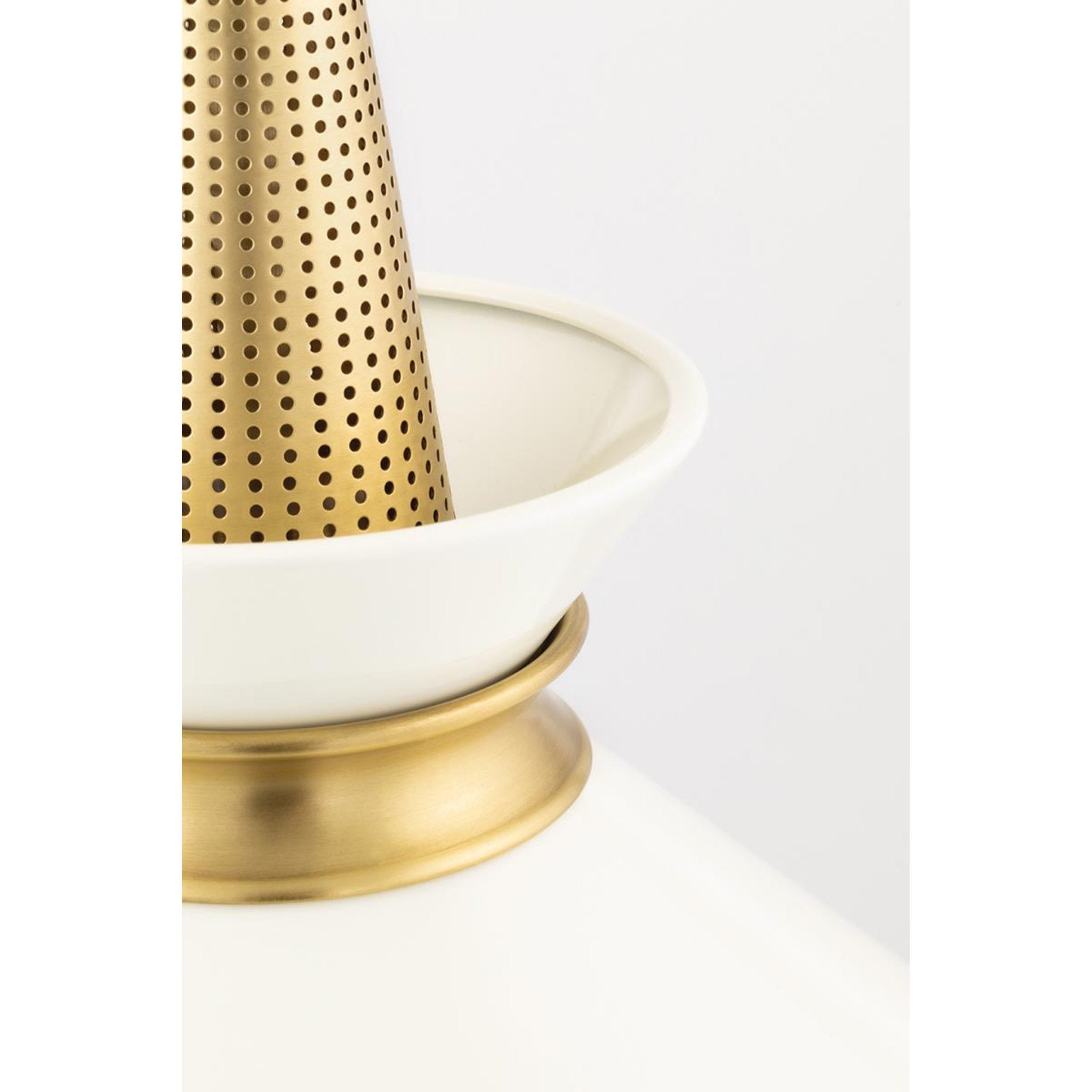 Kiki 1-Light Pendant in Aged Brass/Cream