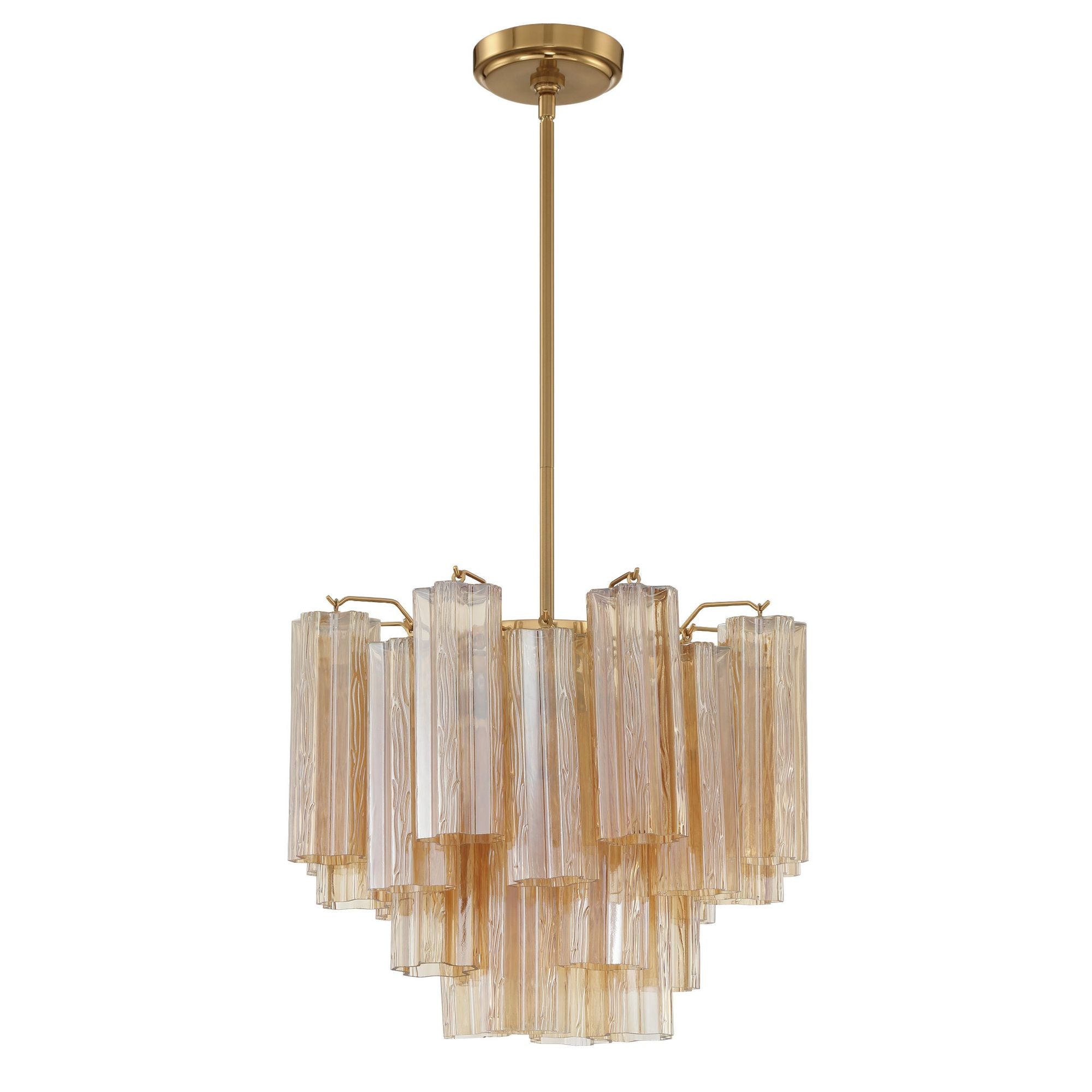 Addis 4 Light Aged Brass Mini Chandelier Tronchi Glass Amber 17.75"W x 13.75"H x 17.75"D