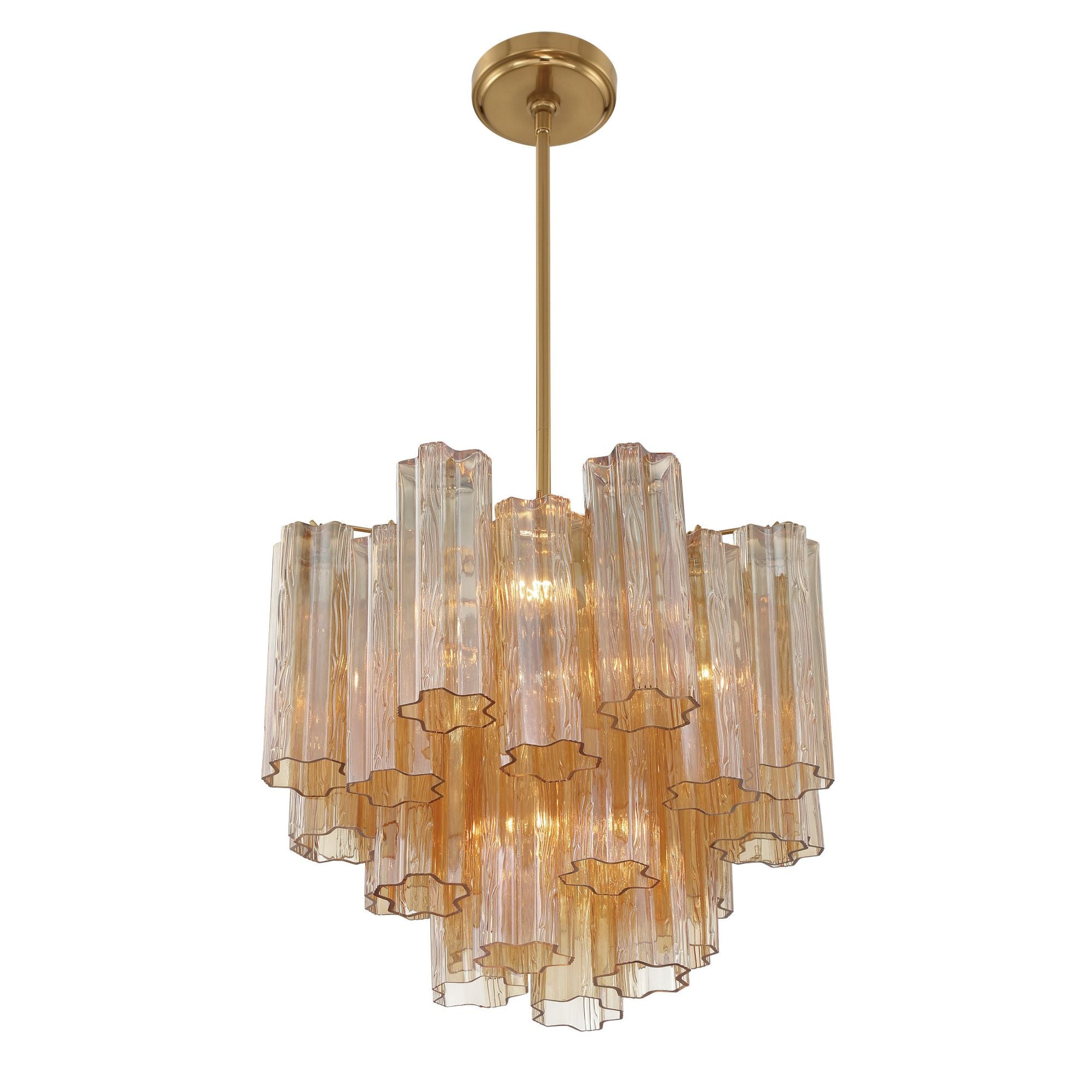 Addis 4 Light Aged Brass Mini Chandelier Tronchi Glass Amber 17.75"W x 13.75"H x 17.75"D