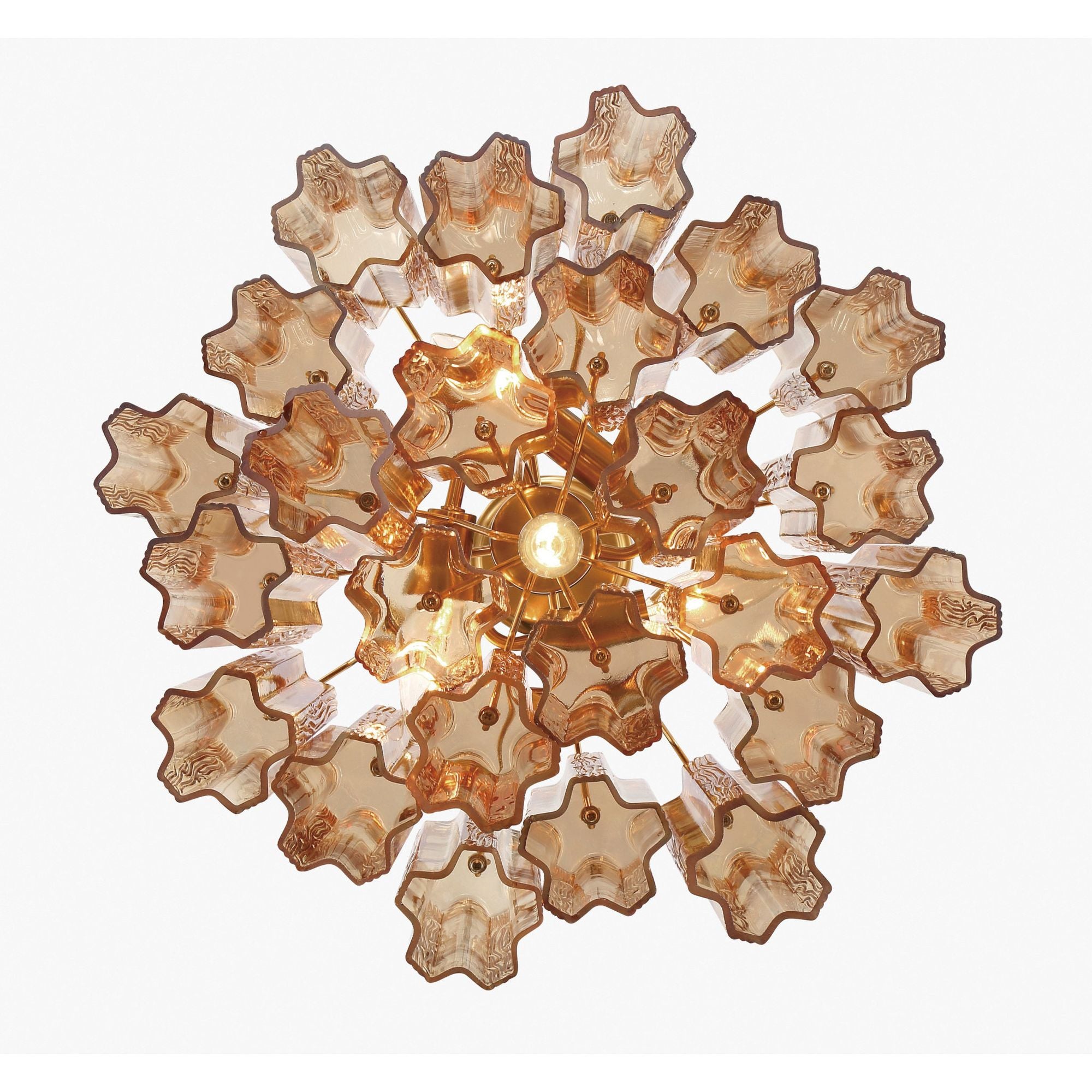 Addis 4 Light Aged Brass Mini Chandelier Tronchi Glass Amber 17.75"W x 13.75"H x 17.75"D