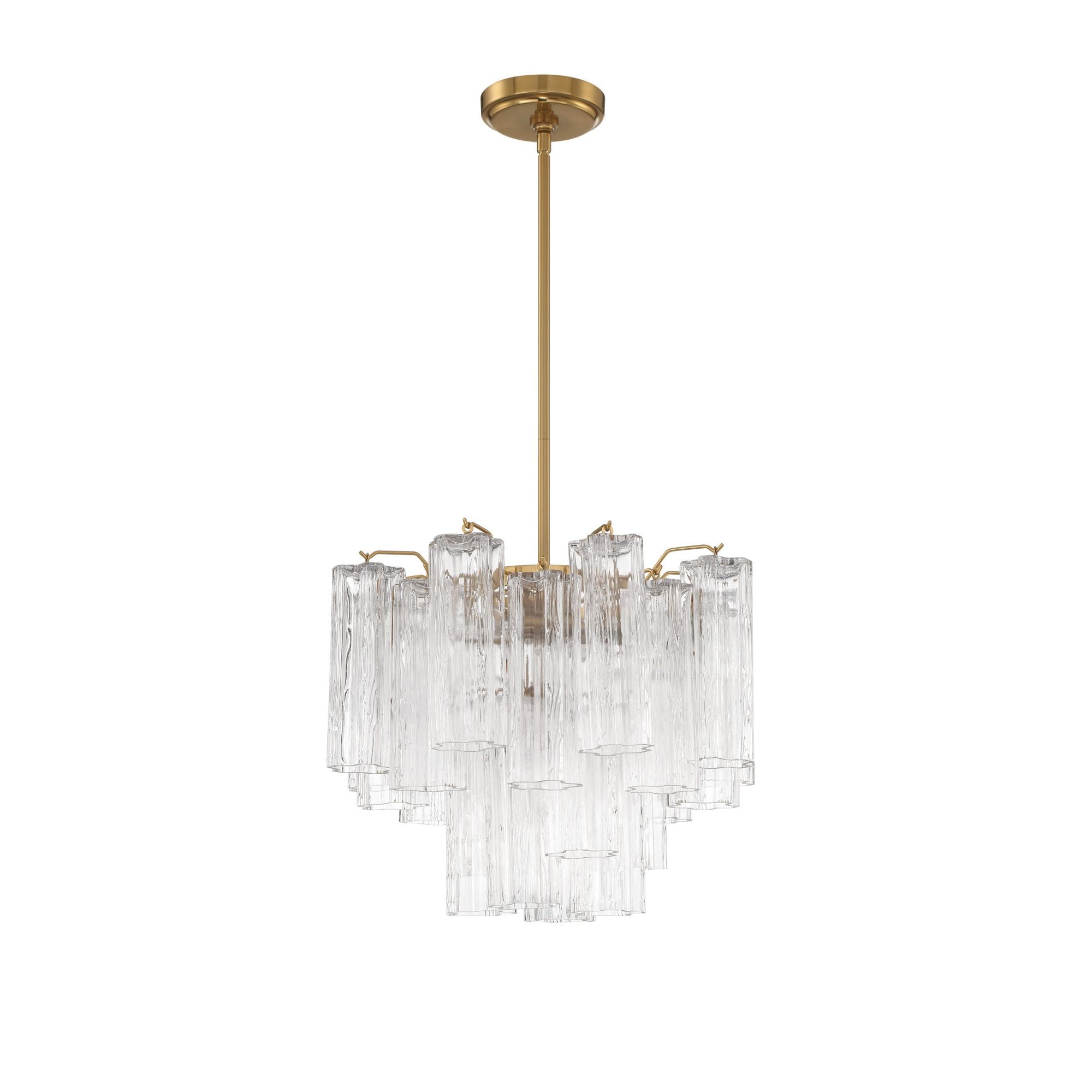 Addis 4 Light Aged Brass Mini Chandelier Tronchi Glass Clear 17.75"W x 13.75"H x 17.75"D