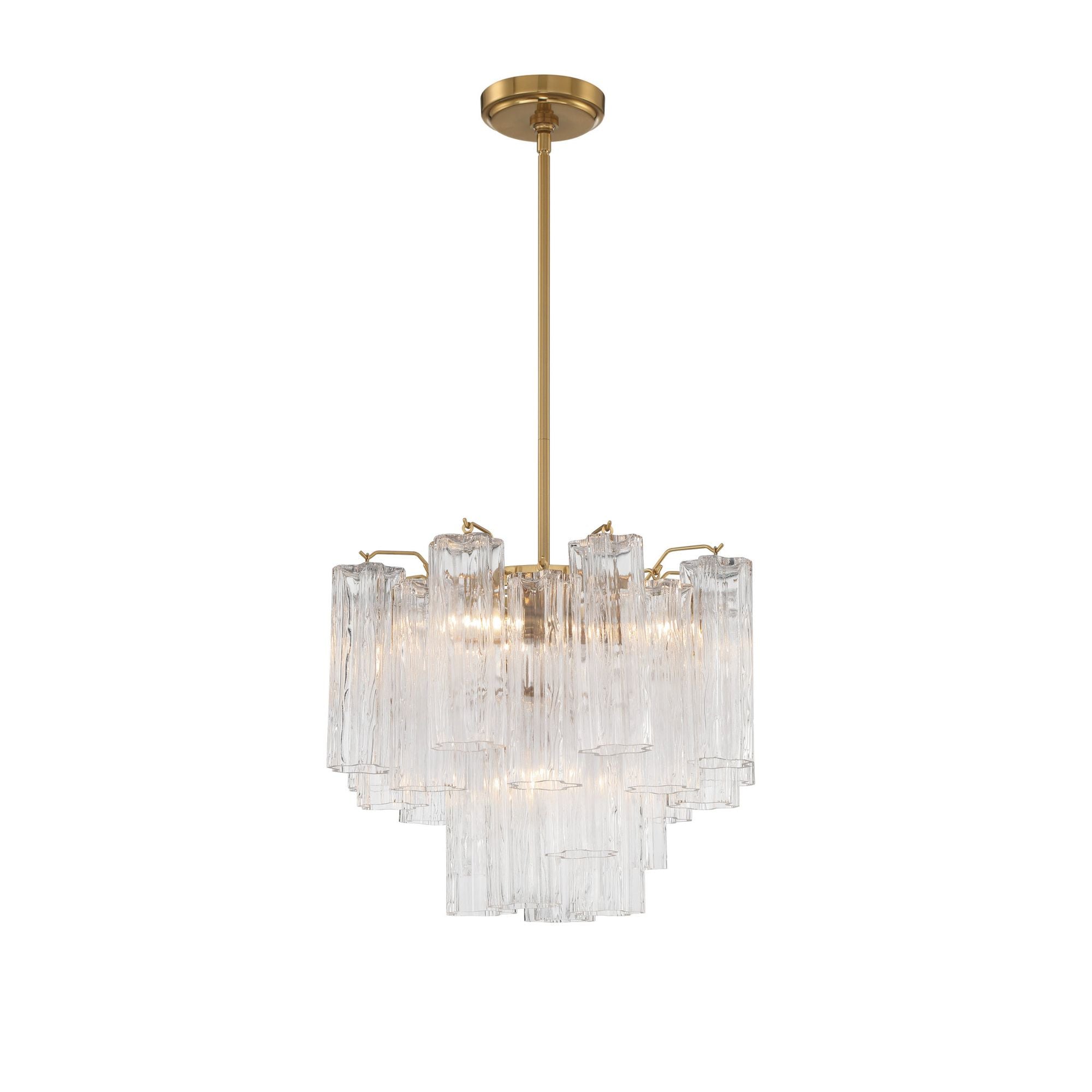 Addis 4 Light Aged Brass Mini Chandelier Tronchi Glass Clear 17.75"W x 13.75"H x 17.75"D