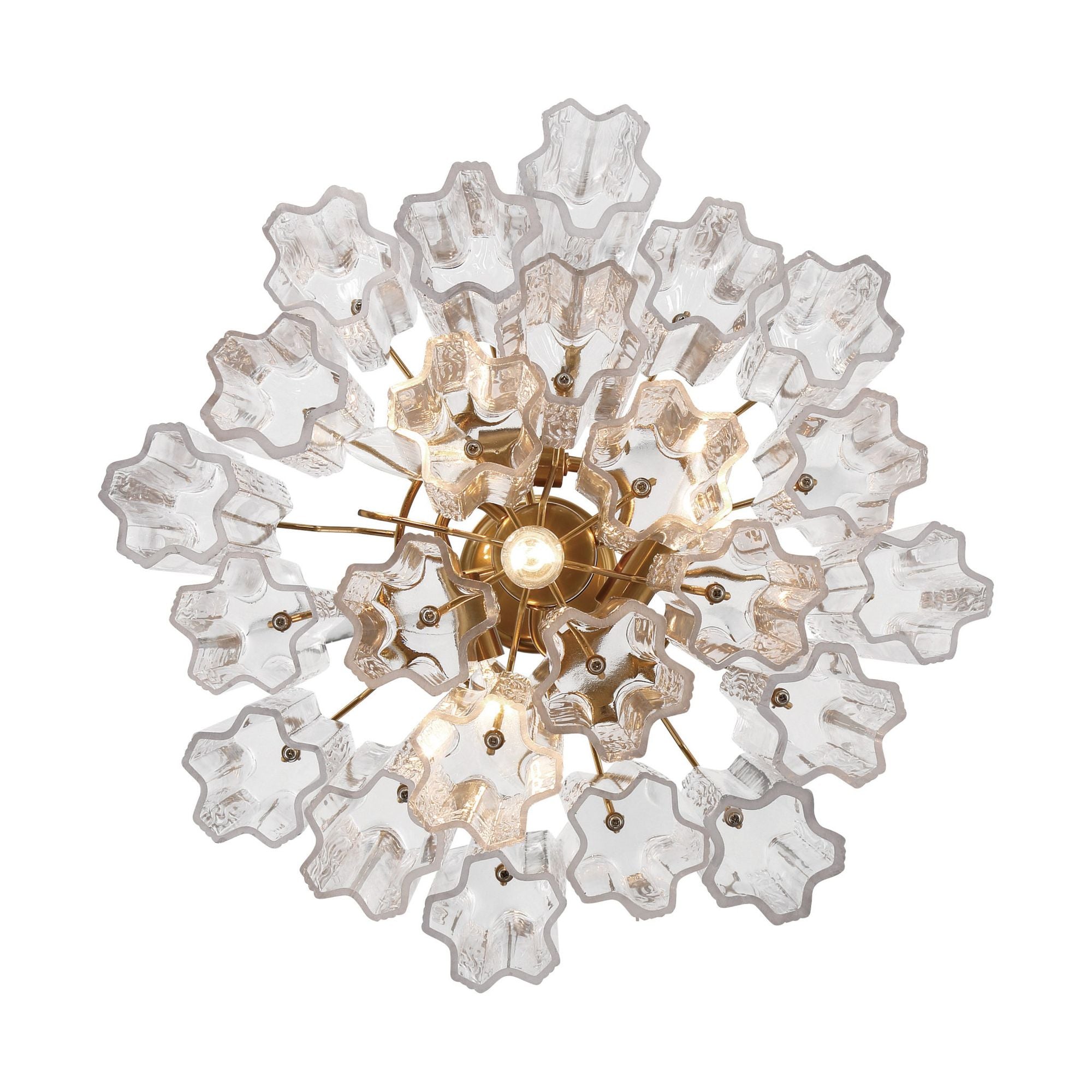 Addis 4 Light Aged Brass Mini Chandelier Tronchi Glass Clear 17.75"W x 13.75"H x 17.75"D