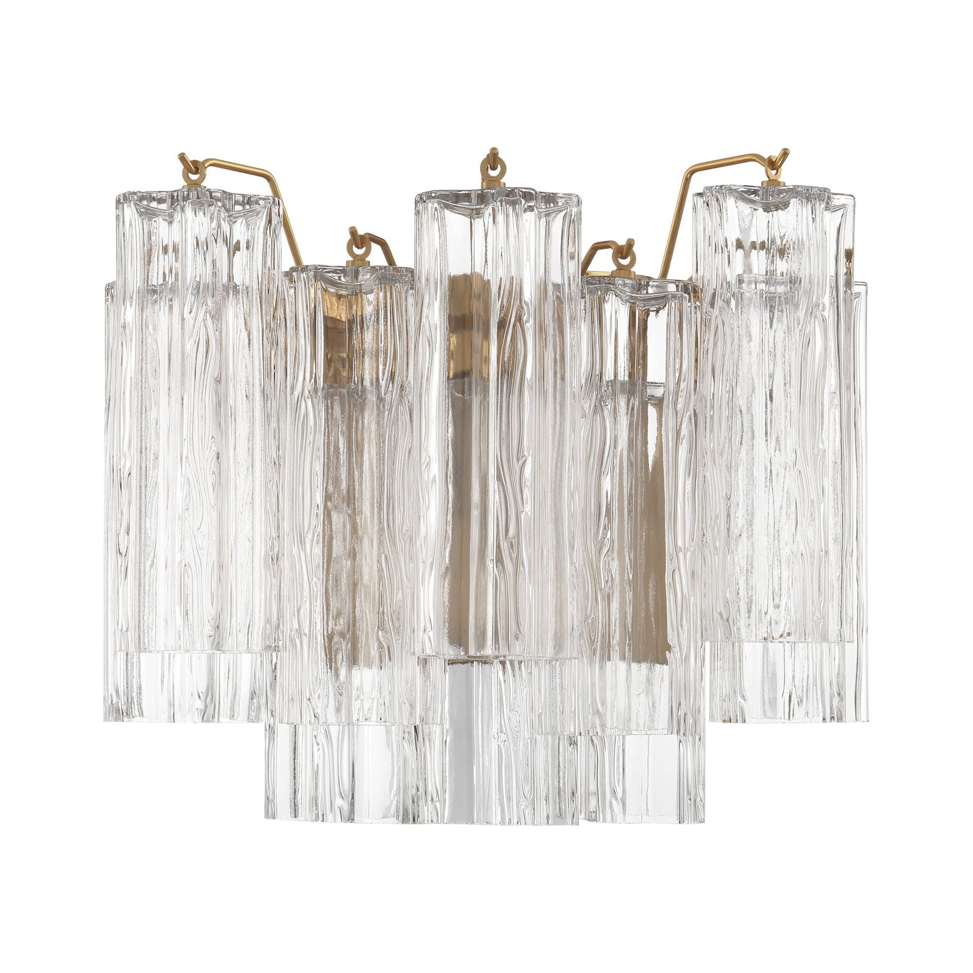 Addis 2 Light Aged Brass Sconce Tronchi Glass Clear 14.5"W x 11.75"H x 9.75"D