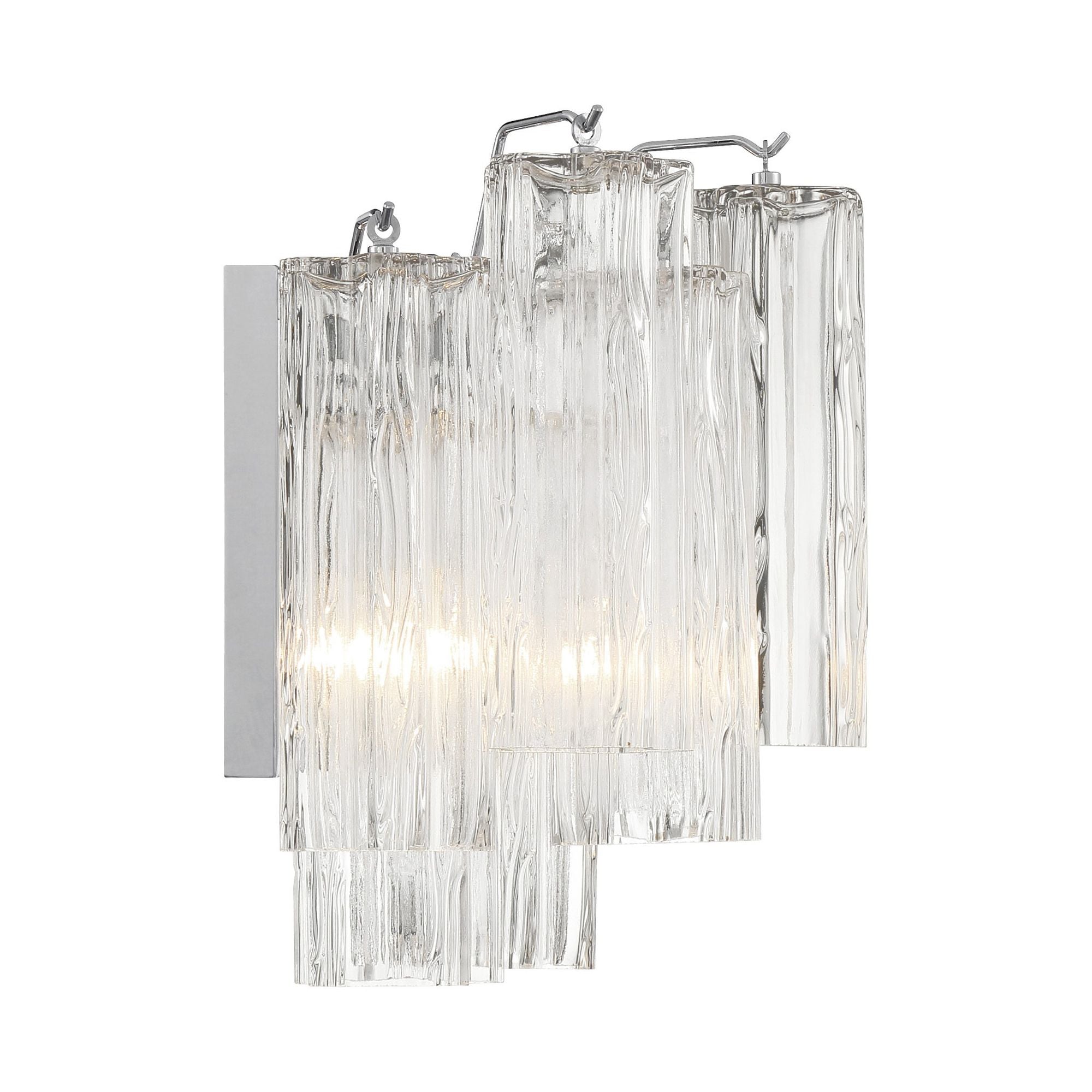 Addis 2 Light Polished Chrome Sconce Tronchi Glass Clear 14.5"W x 11.75"H x 9.75"D