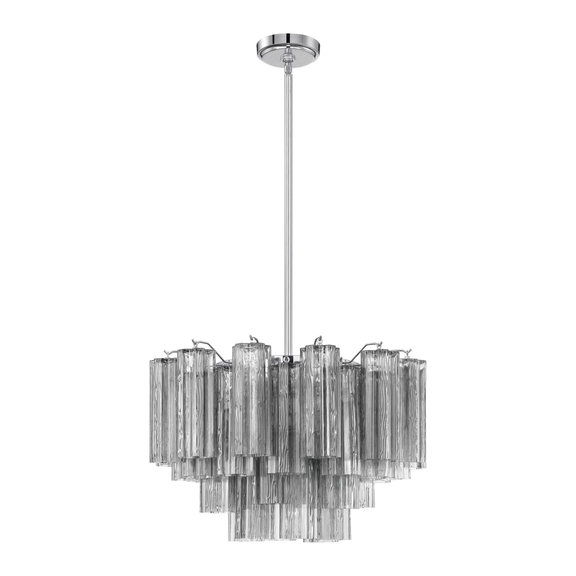 Addis 9 Light Polished Chrome Chandelier Tronchi Glass Smoke 22"W x 14.25"H x 22"D