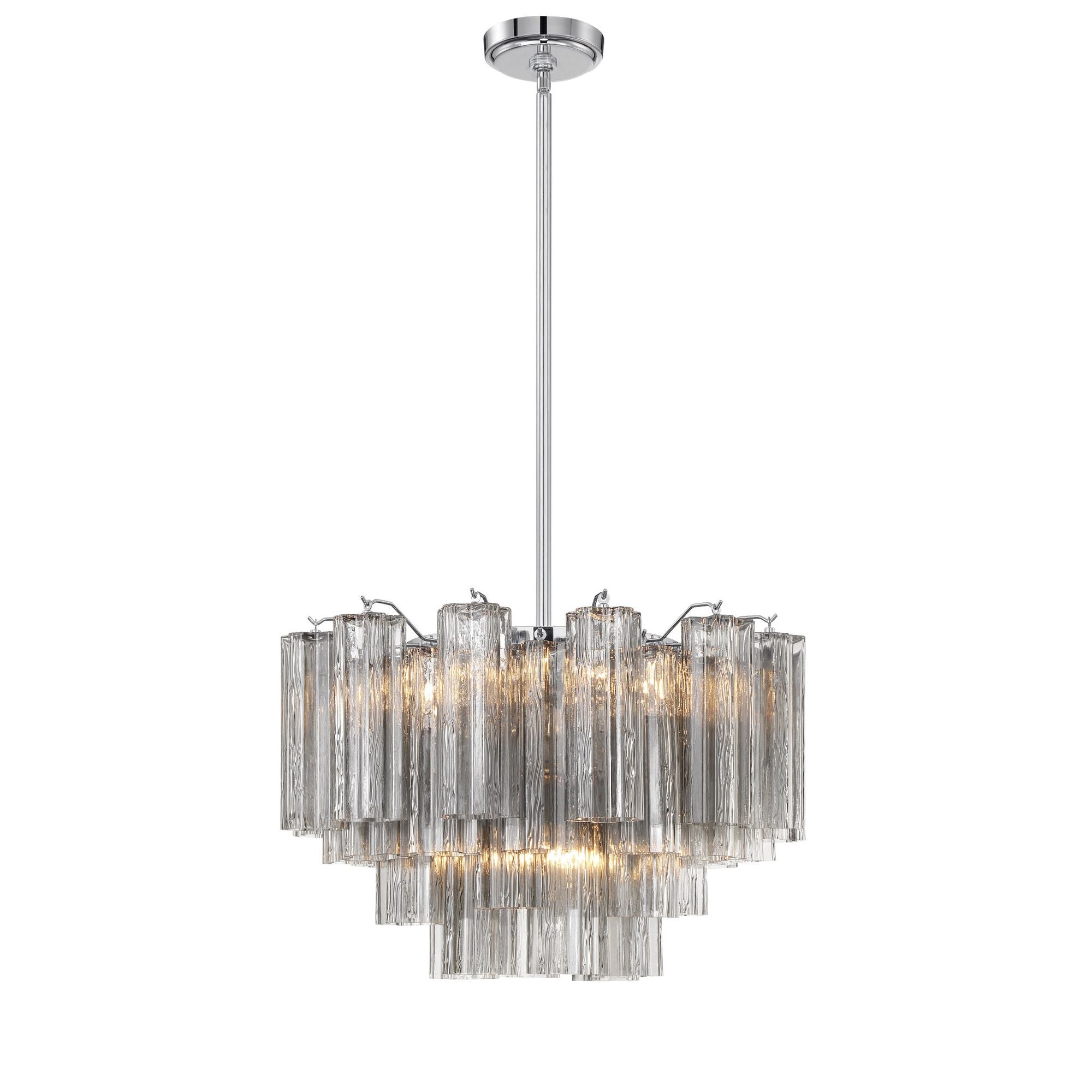 Addis 9 Light Polished Chrome Chandelier Tronchi Glass Smoke 22"W x 14.25"H x 22"D