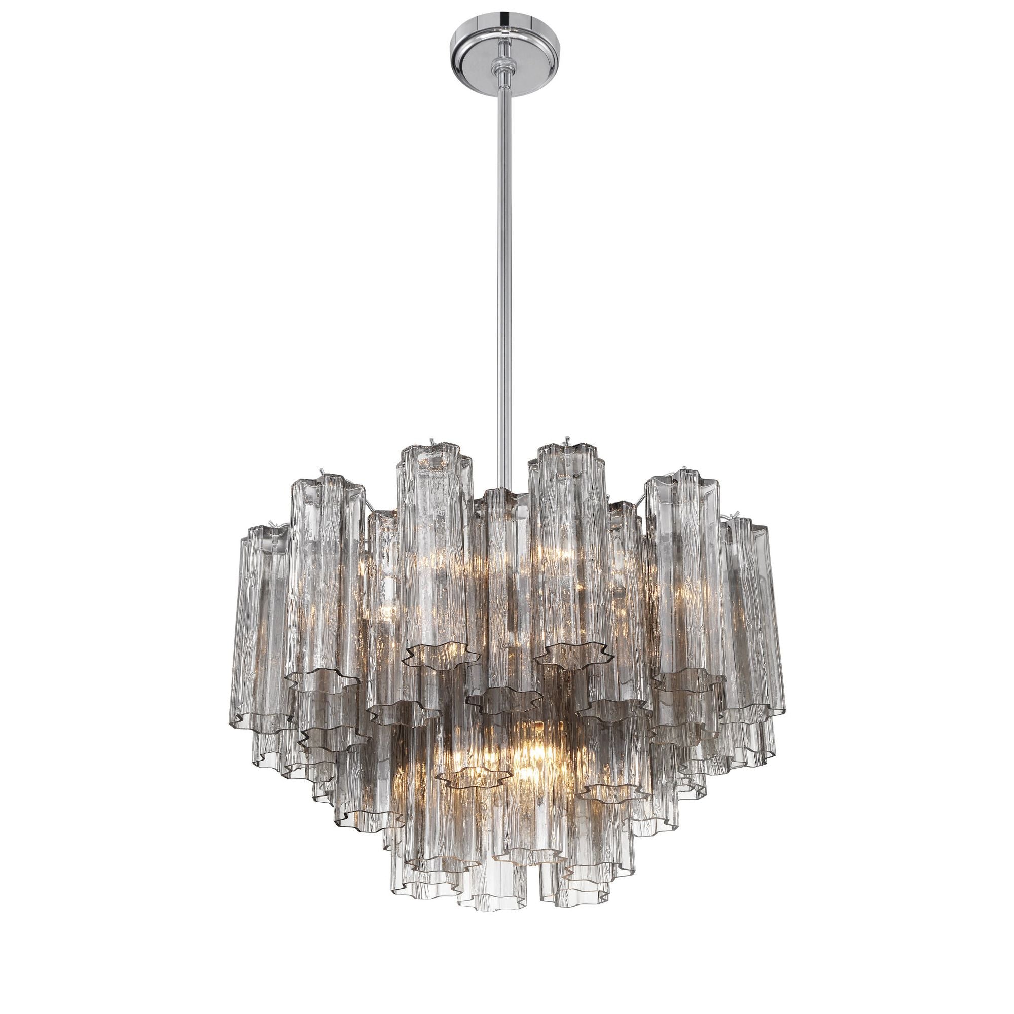Addis 9 Light Polished Chrome Chandelier Tronchi Glass Smoke 22"W x 14.25"H x 22"D