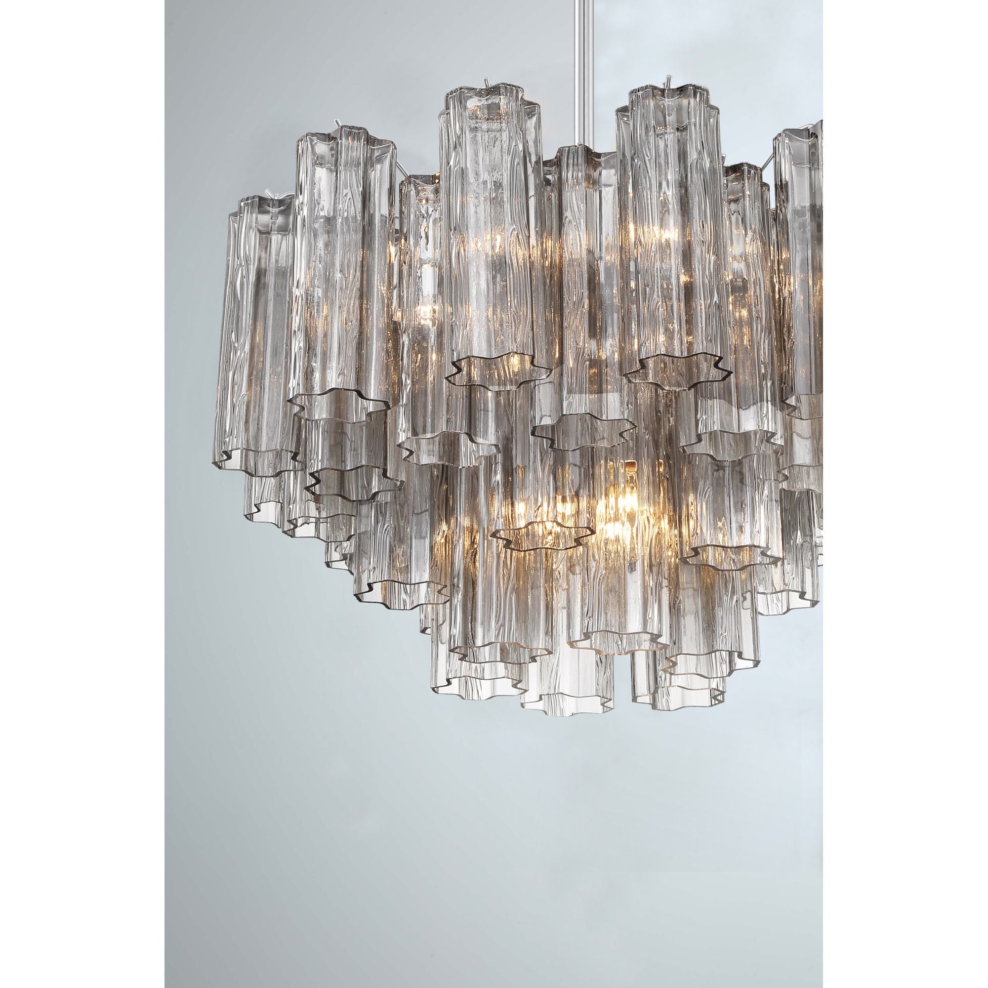 Addis 9 Light Polished Chrome Chandelier Tronchi Glass Smoke 22"W x 14.25"H x 22"D