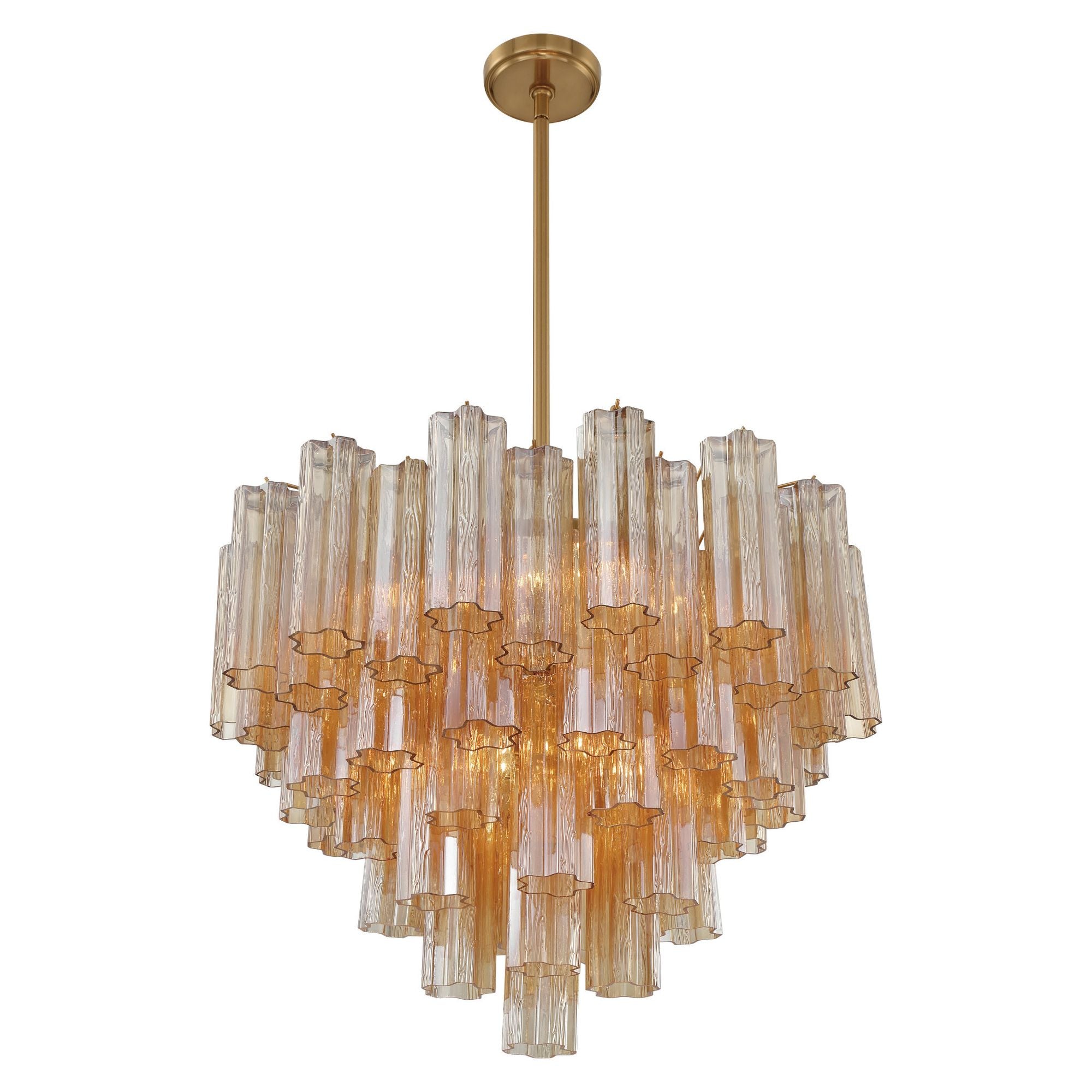 Addis 12 Light Aged Brass Chandelier Tronchi Glass Amber 26.75"W x 21.5"H x 26.75"D