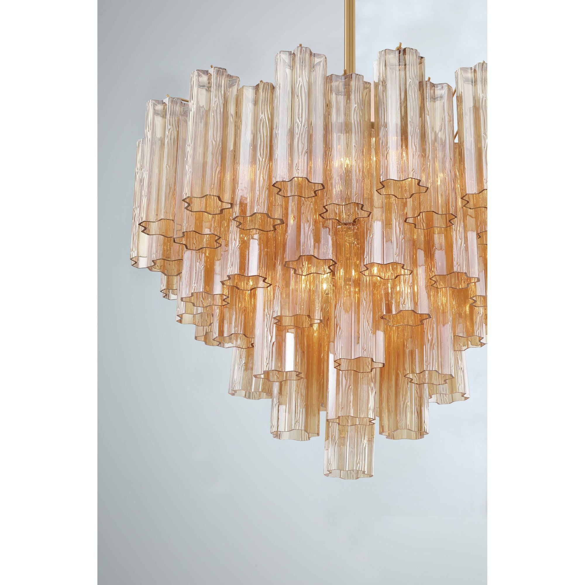 Addis 12 Light Aged Brass Chandelier Tronchi Glass Amber 26.75"W x 21.5"H x 26.75"D