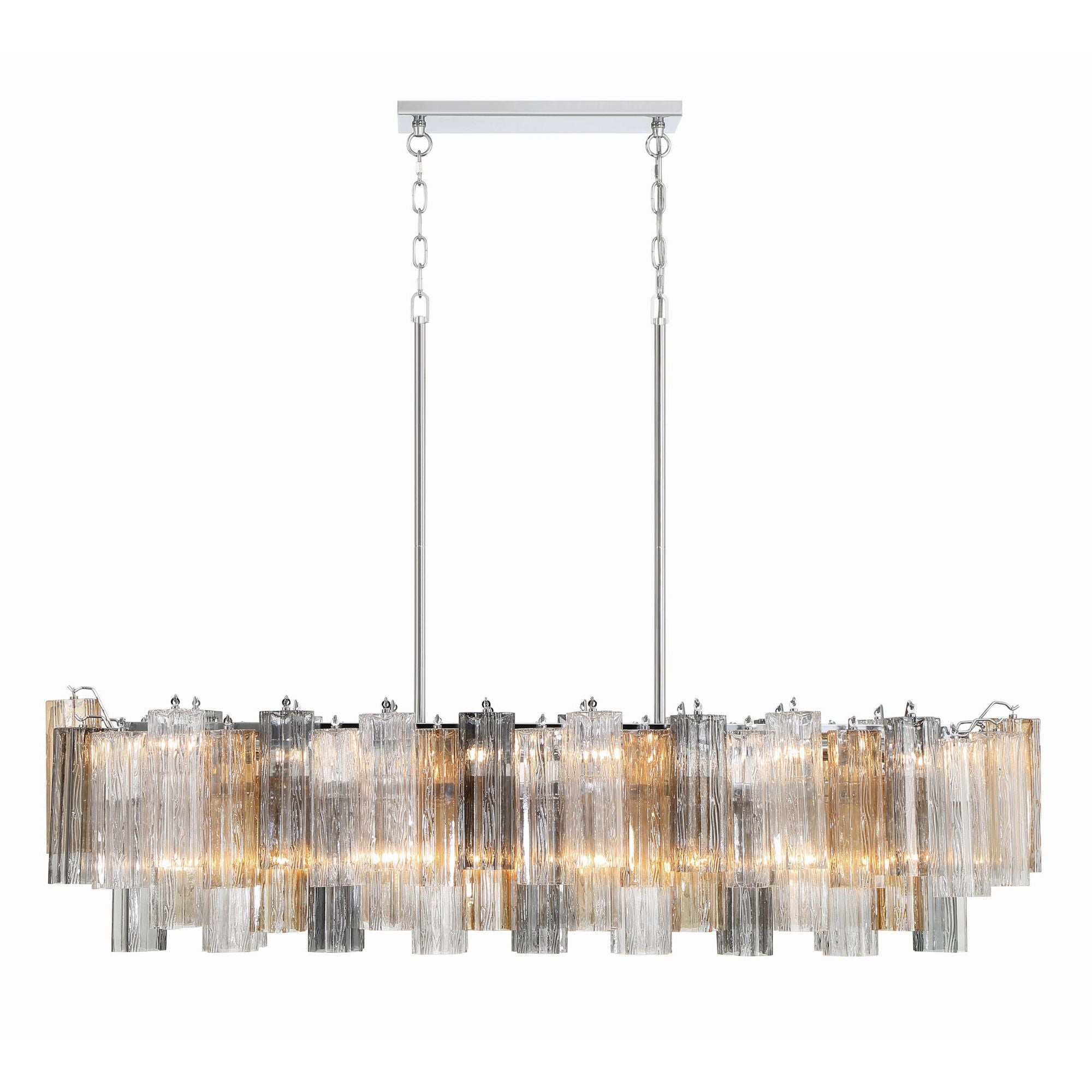 Addis 14 Light Polished Chrome Linear Chandelier Tronchi Glass Autumn 51.75"W x 14.25"H x 14"D