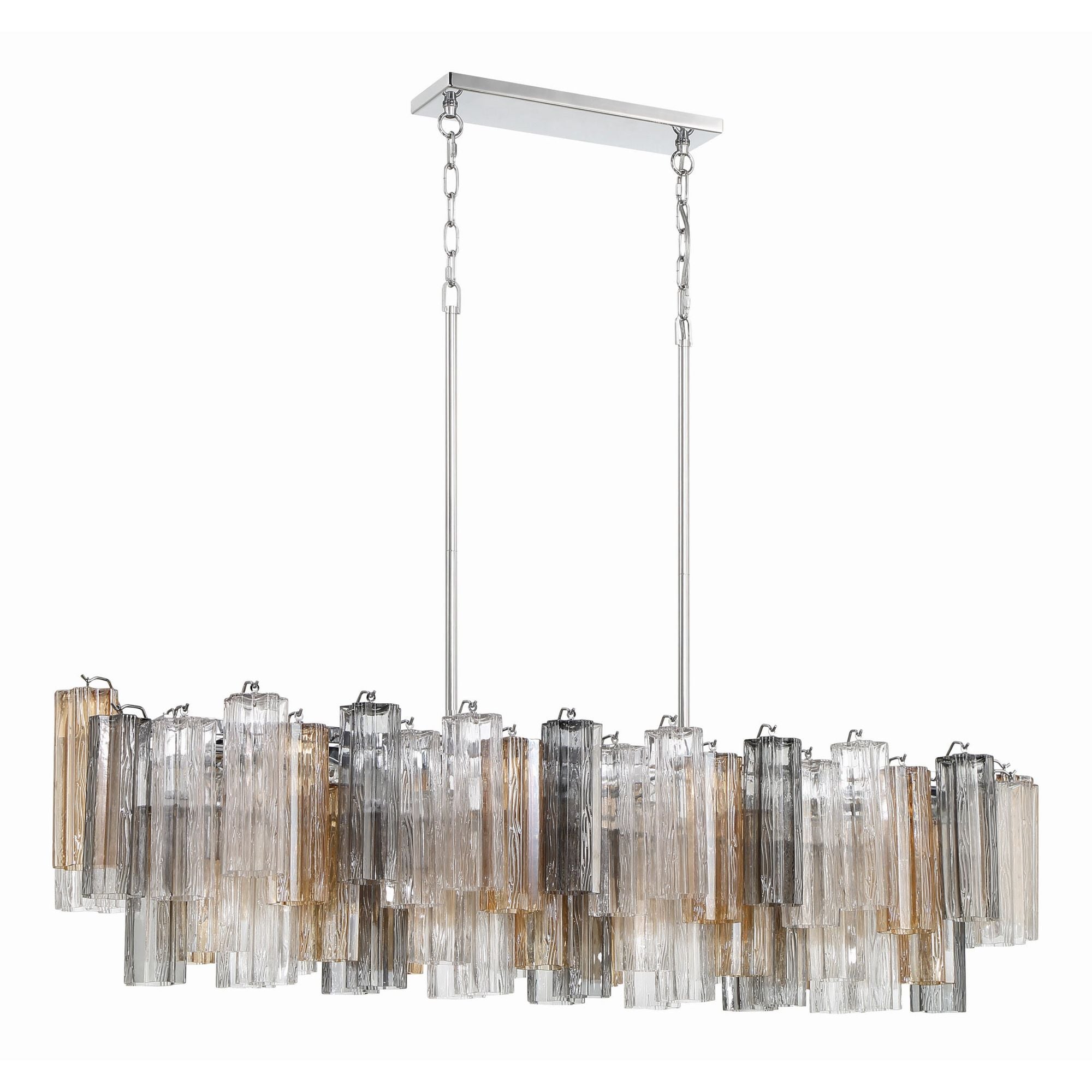 Addis 14 Light Polished Chrome Linear Chandelier Tronchi Glass Autumn 51.75"W x 14.25"H x 14"D