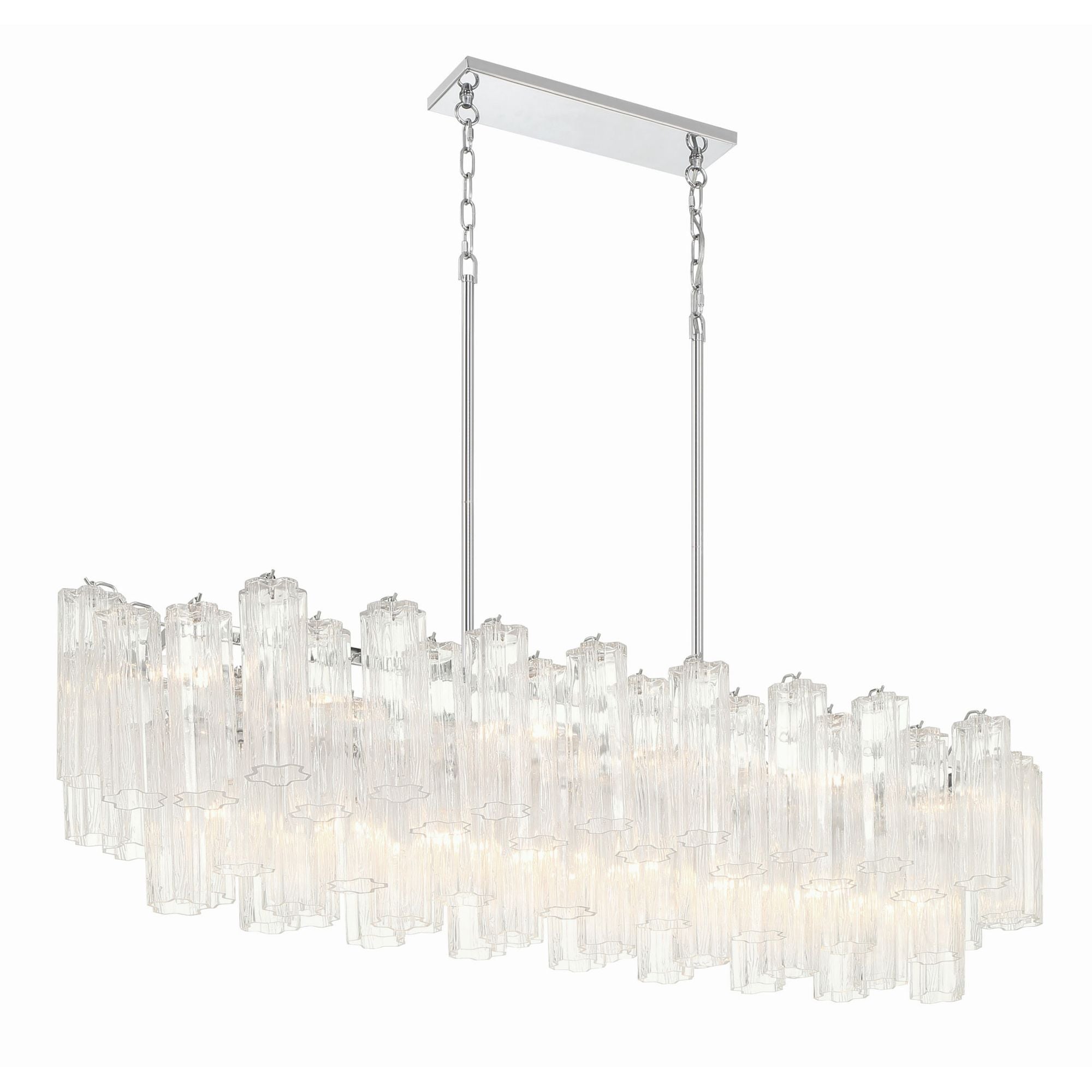 Addis 14 Light Polished Chrome Linear Chandelier Tronchi Glass Clear 51.75"W x 14.25"H x 14"D