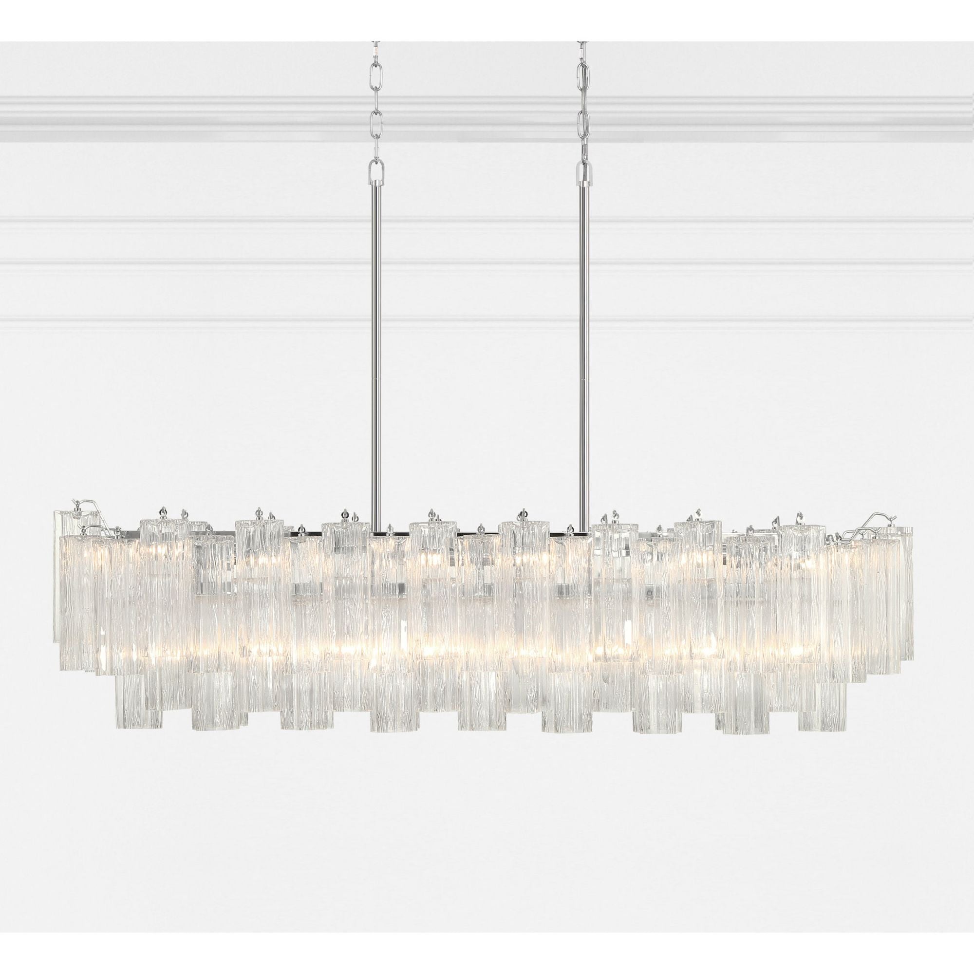 Addis 14 Light Polished Chrome Linear Chandelier Tronchi Glass Clear 51.75"W x 14.25"H x 14"D