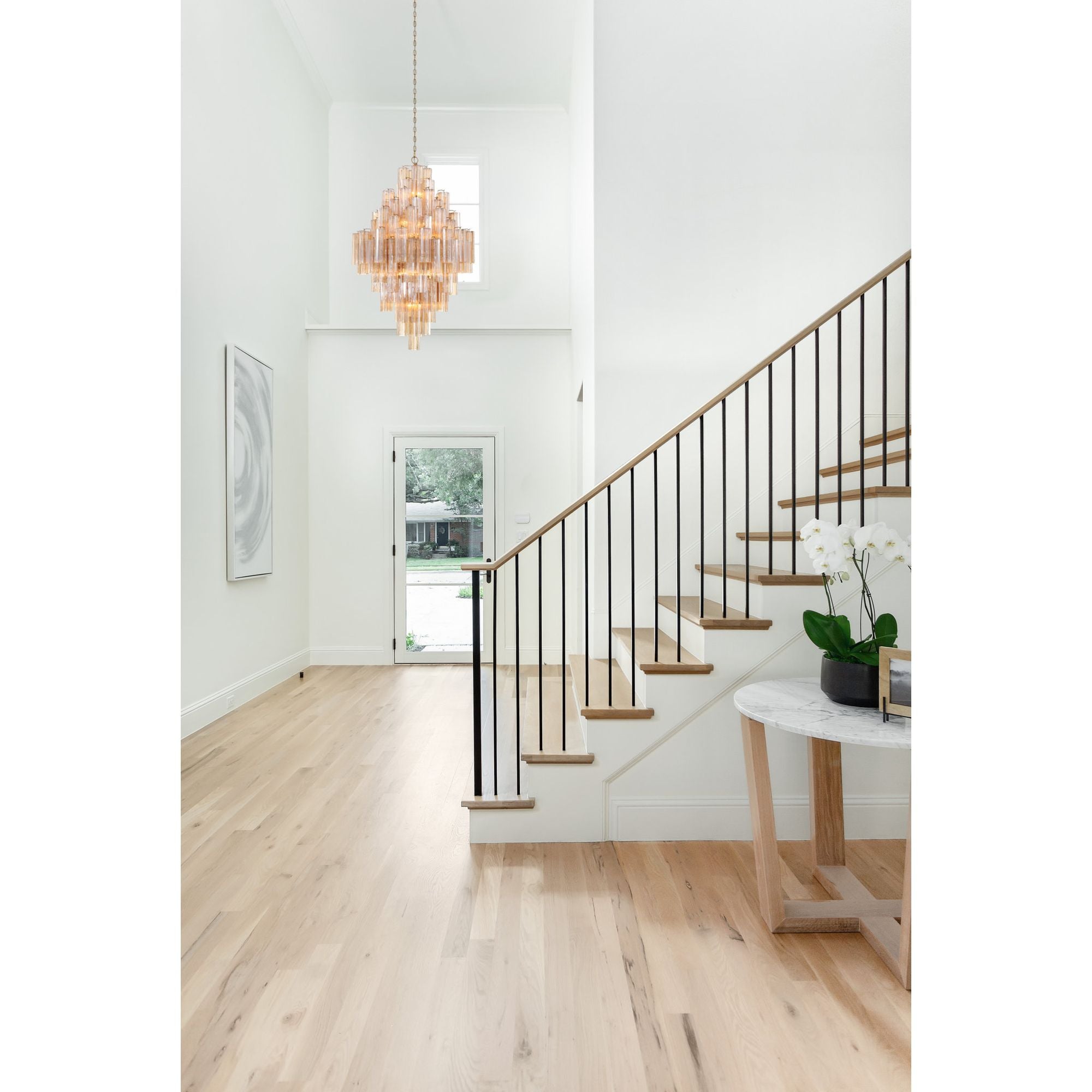 Addis 20 Light Aged Brass Chandelier Tronchi Glass Amber 31.5"W x 50.5"H x 31.5"D