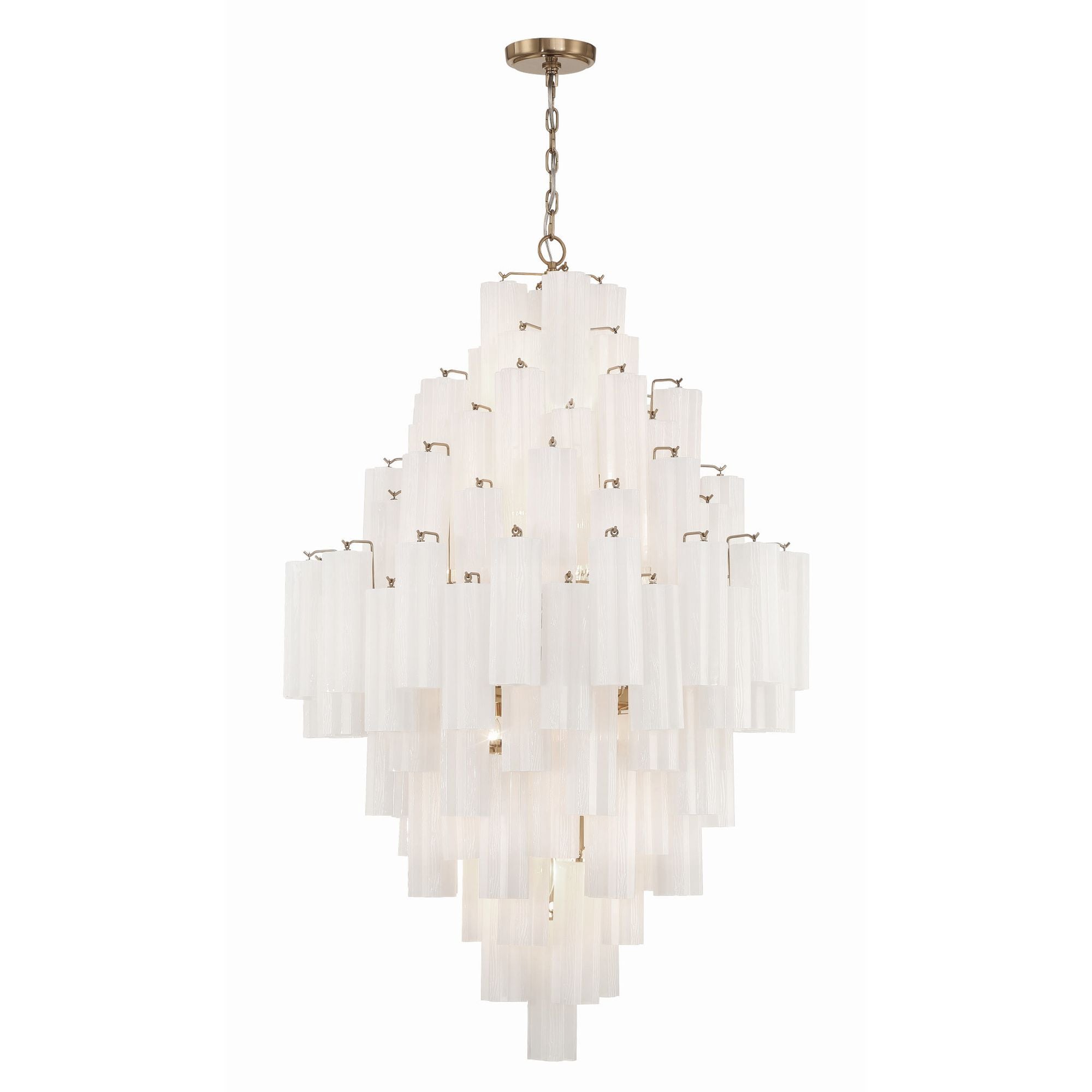 Addis 20 Light Aged Brass Chandelier Tronchi Glass White 31.5"W x 50.5"H x 31.5"D