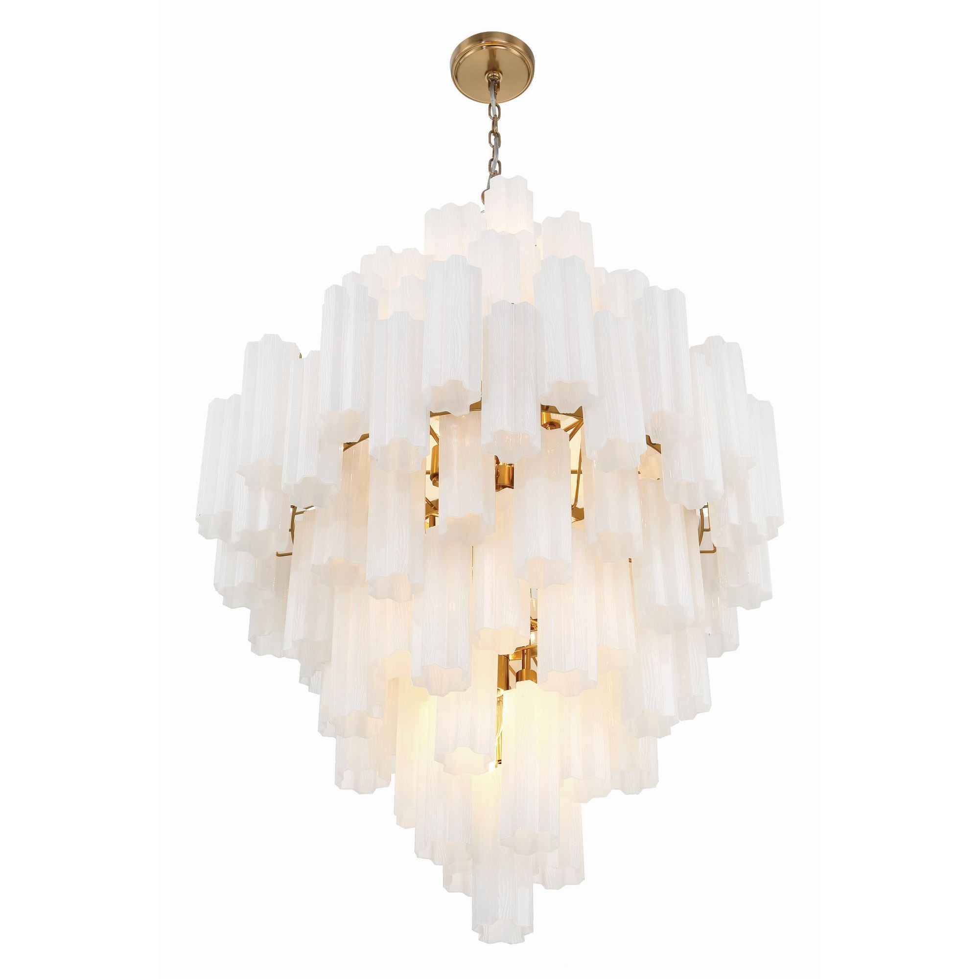 Addis 20 Light Aged Brass Chandelier Tronchi Glass White 31.5"W x 50.5"H x 31.5"D