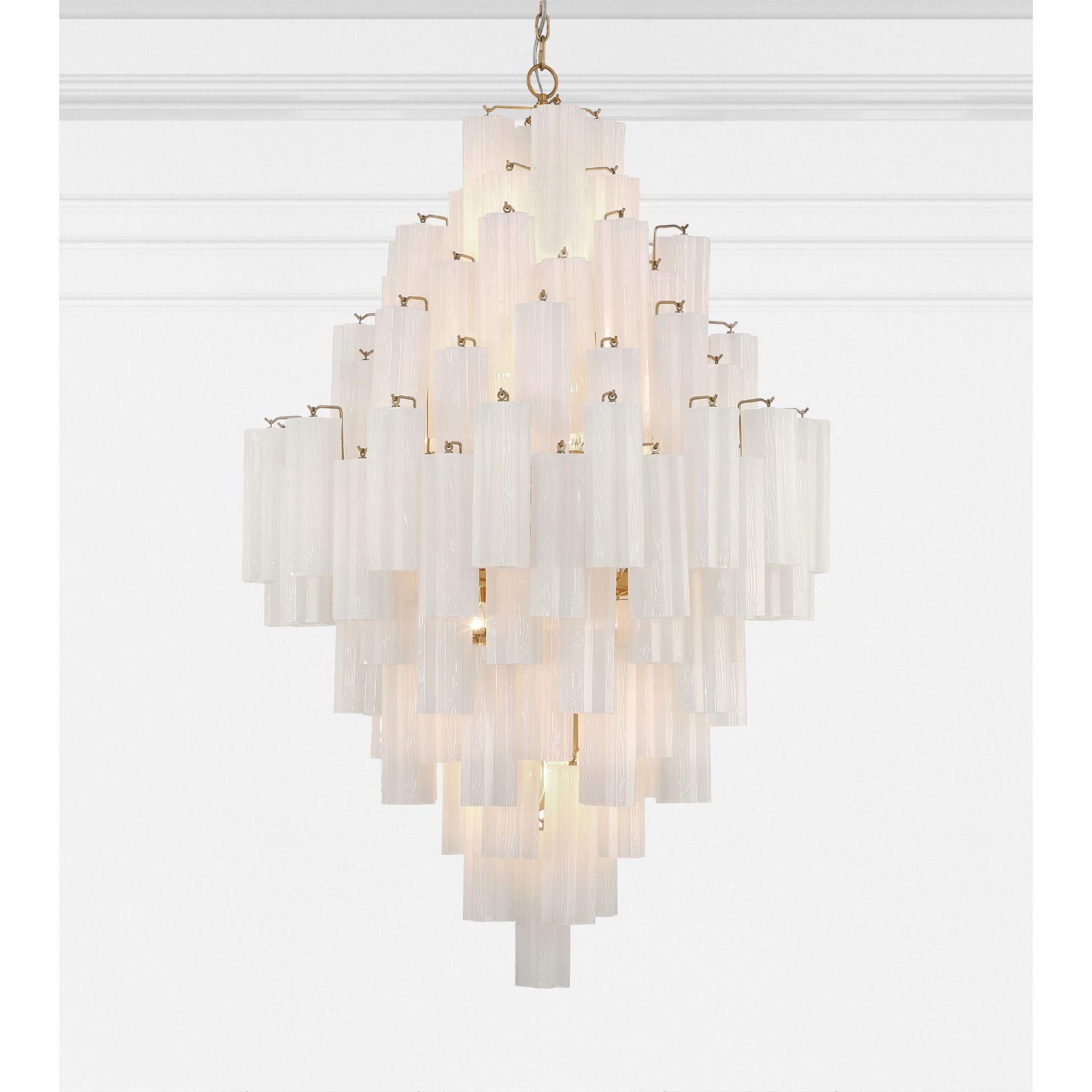 Addis 20 Light Aged Brass Chandelier Tronchi Glass White 31.5"W x 50.5"H x 31.5"D