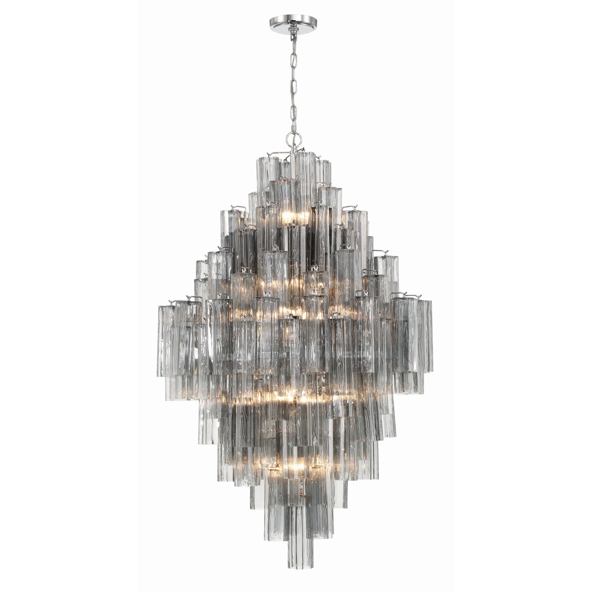 Addis 20 Light Polished Chrome Chandelier Tronchi Glass Smoke 31.5"W x 50.5"H x 31.5"D