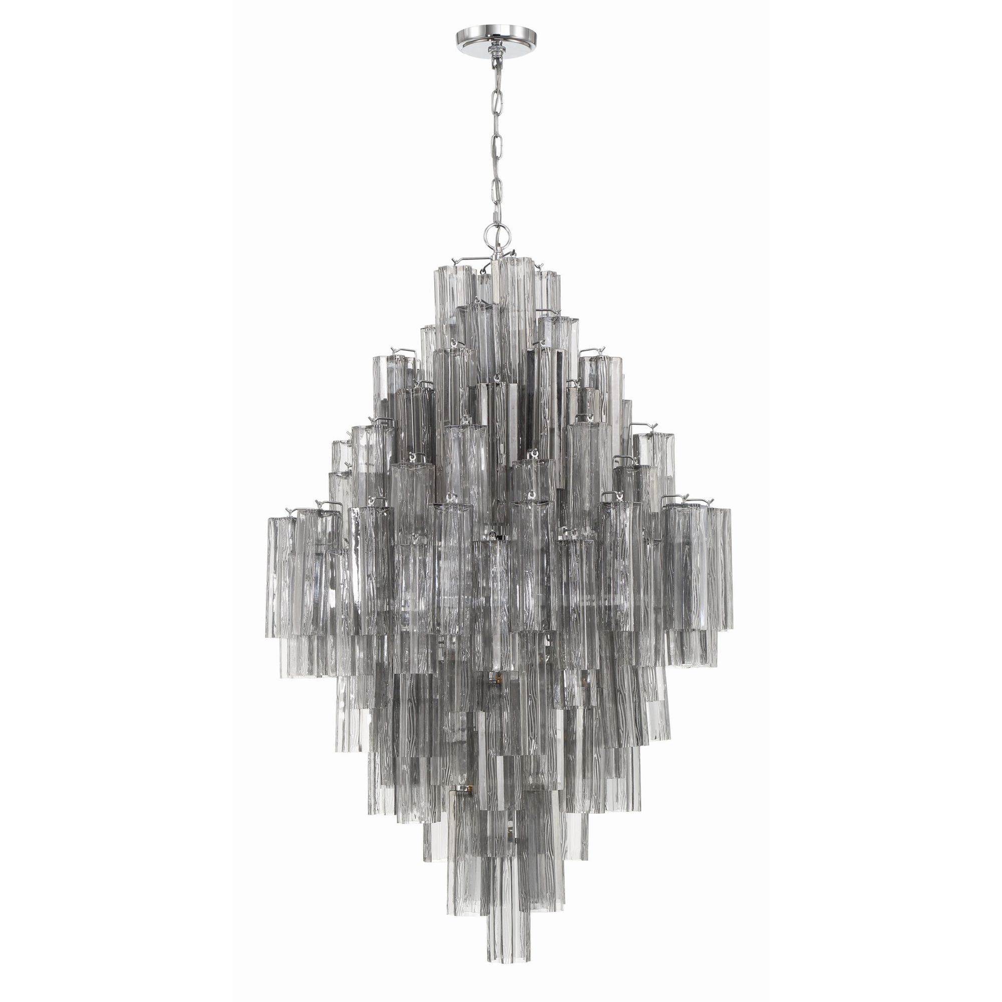 Addis 20 Light Polished Chrome Chandelier Tronchi Glass Smoke 31.5"W x 50.5"H x 31.5"D