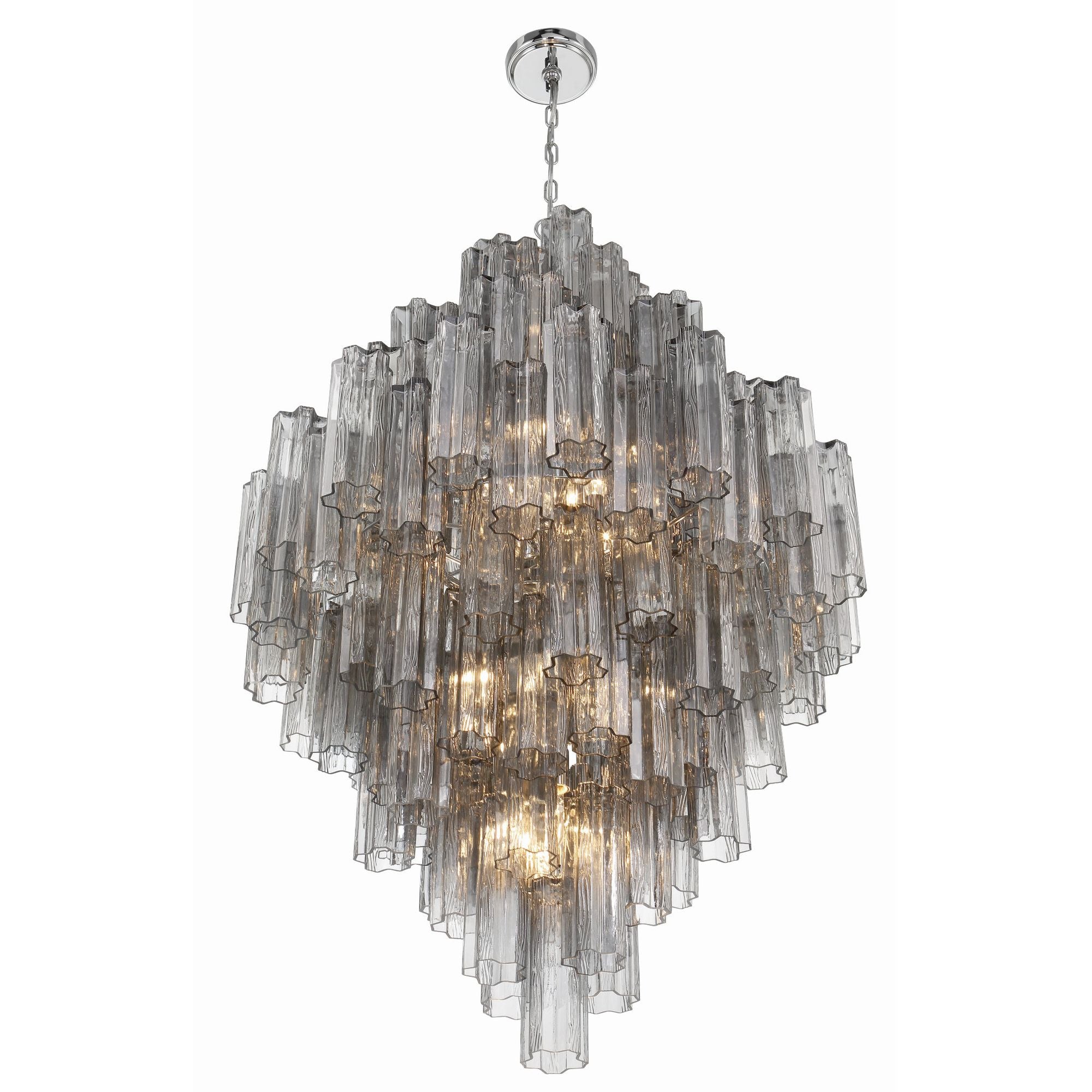 Addis 20 Light Polished Chrome Chandelier Tronchi Glass Smoke 31.5"W x 50.5"H x 31.5"D
