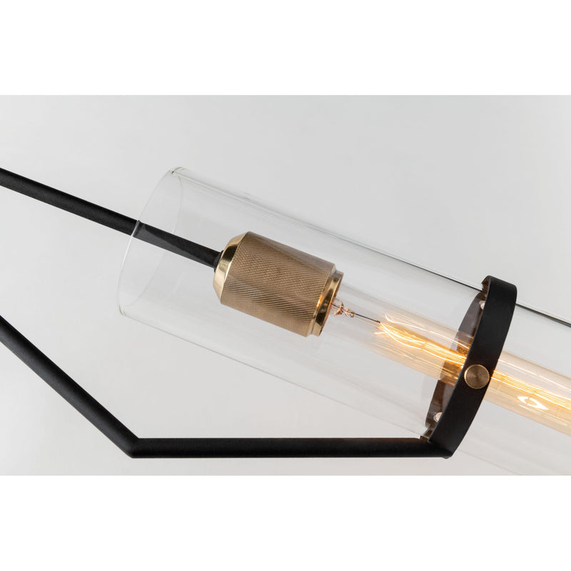 Raef 6 Light Chandelier in Textured Black & Polish Nickel